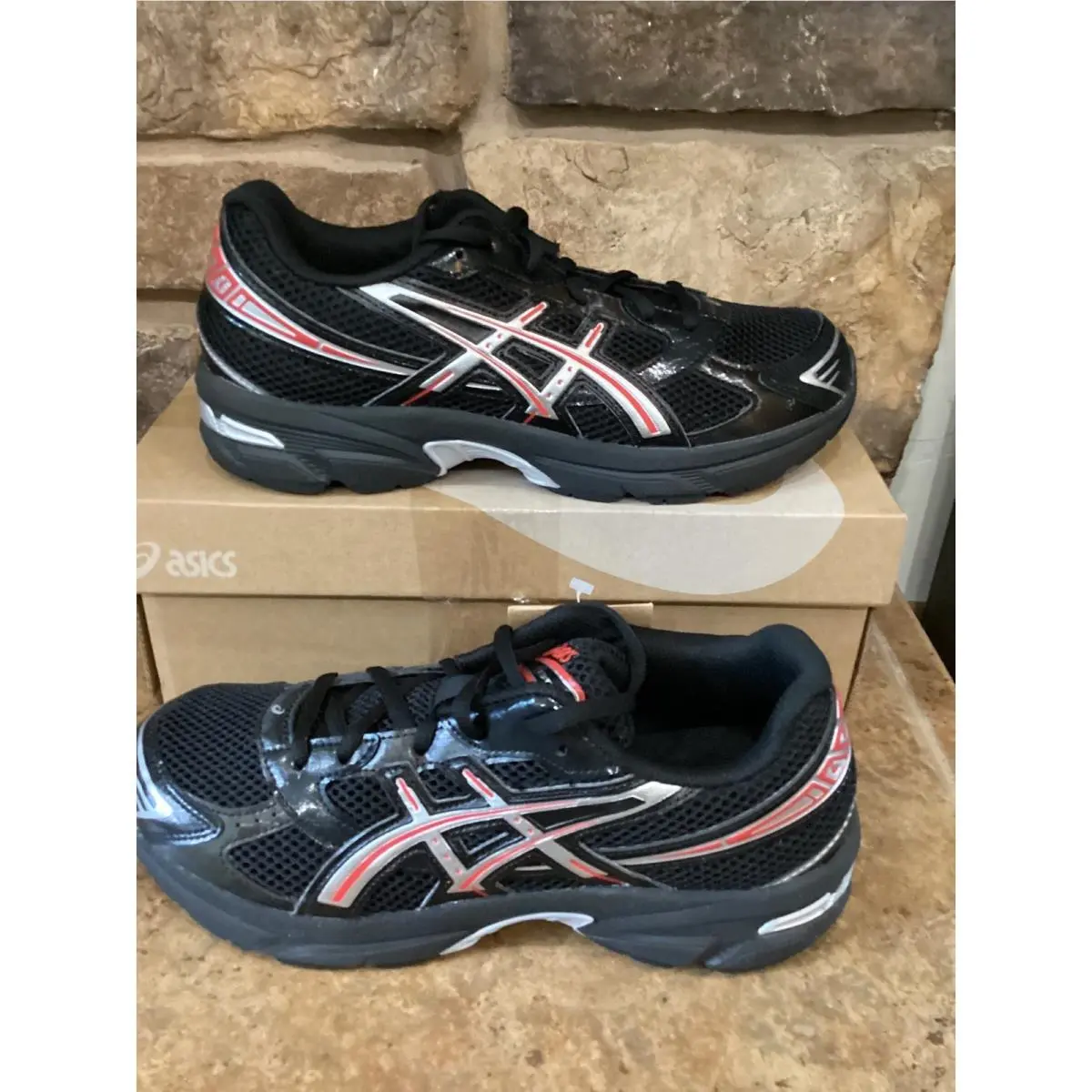Asics GEL-1130 GS Big Kids Running Shoes Black Classic Red Size 7Y