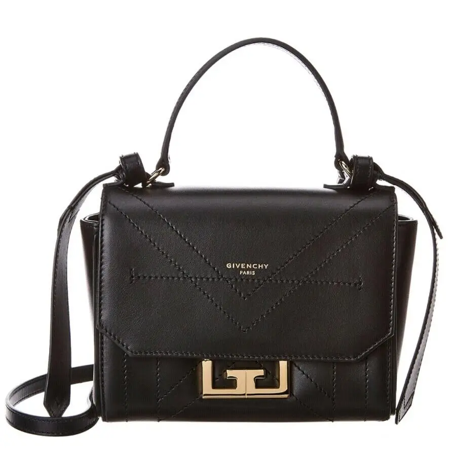 Givenchy Black Smooth Leather Top Handle Crossbody Shoulder Bag