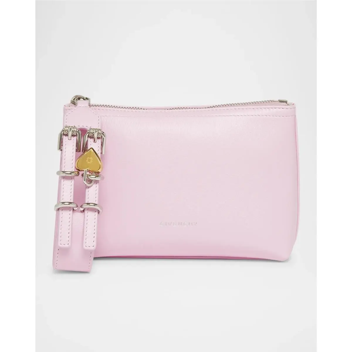 Voyou Small Pouch Bag in Leather with Buckle and Heart Lock Wristlet by Givenchy
