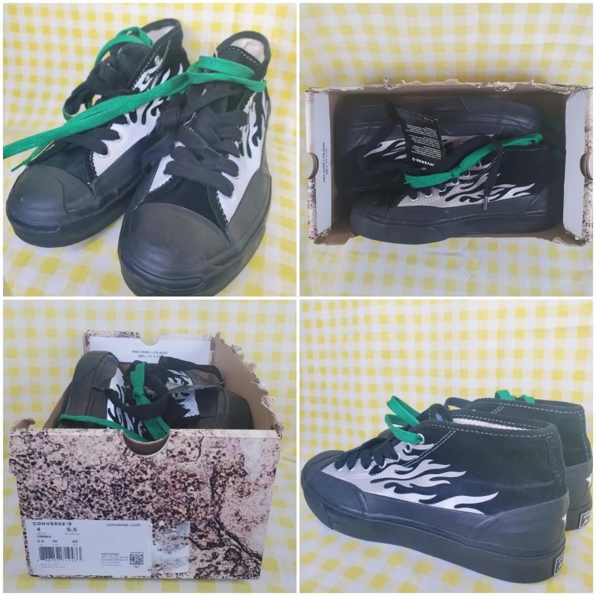 Converse x A$ap Nast Jack Purcell Mid Silver Flames Women`s 5.5 - 167379c