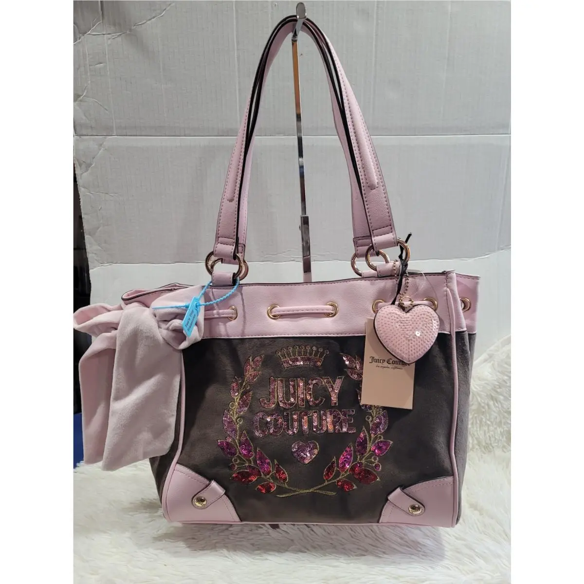 Juicy Couture Juicy Never Dies Daydreamer Tote Chocolate Brown Pink Chiffon