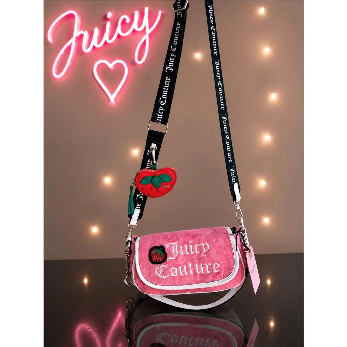 Juicy Couture Sweet N Juicy Pink Lemonade Strawberry Shoulder Bag Purse Y2K