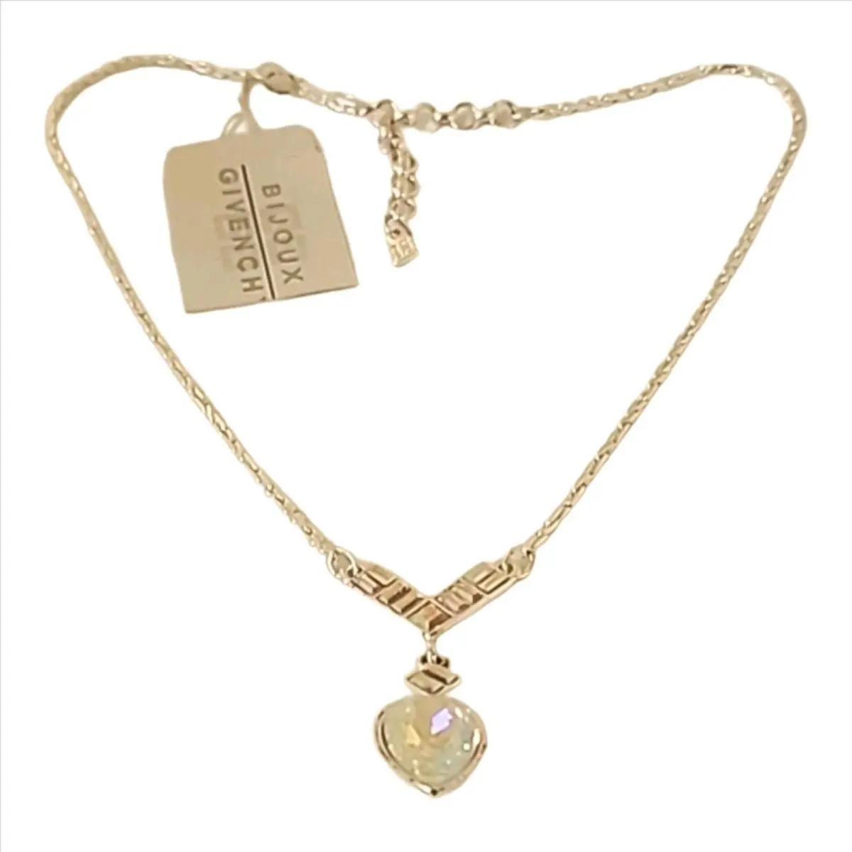 Vintage Givenchy Y Drop Crystals Teardrop Necklace