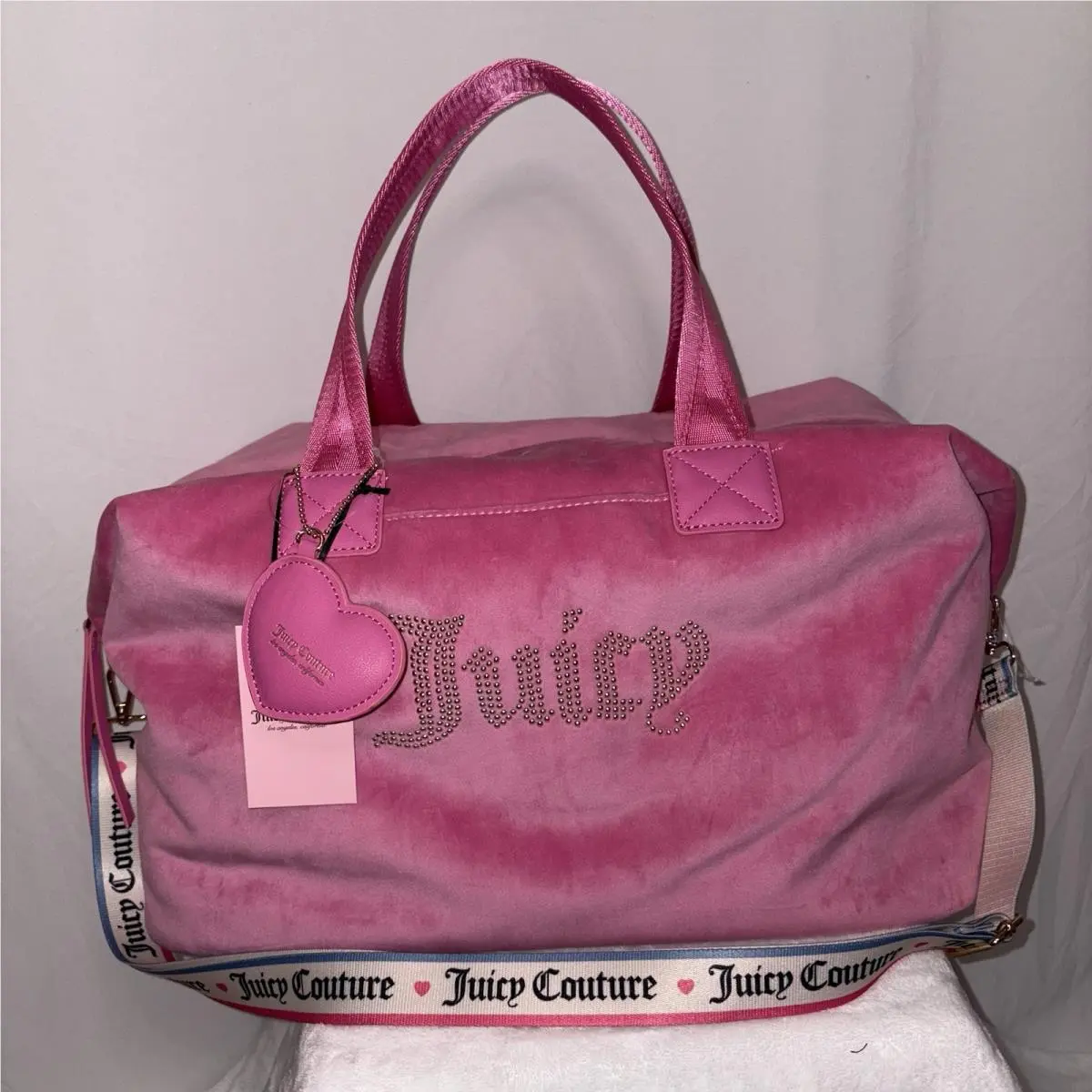 Wordplay Overnighter Weekender Juicy Pink Velour Travel Bag by Juicy Couture