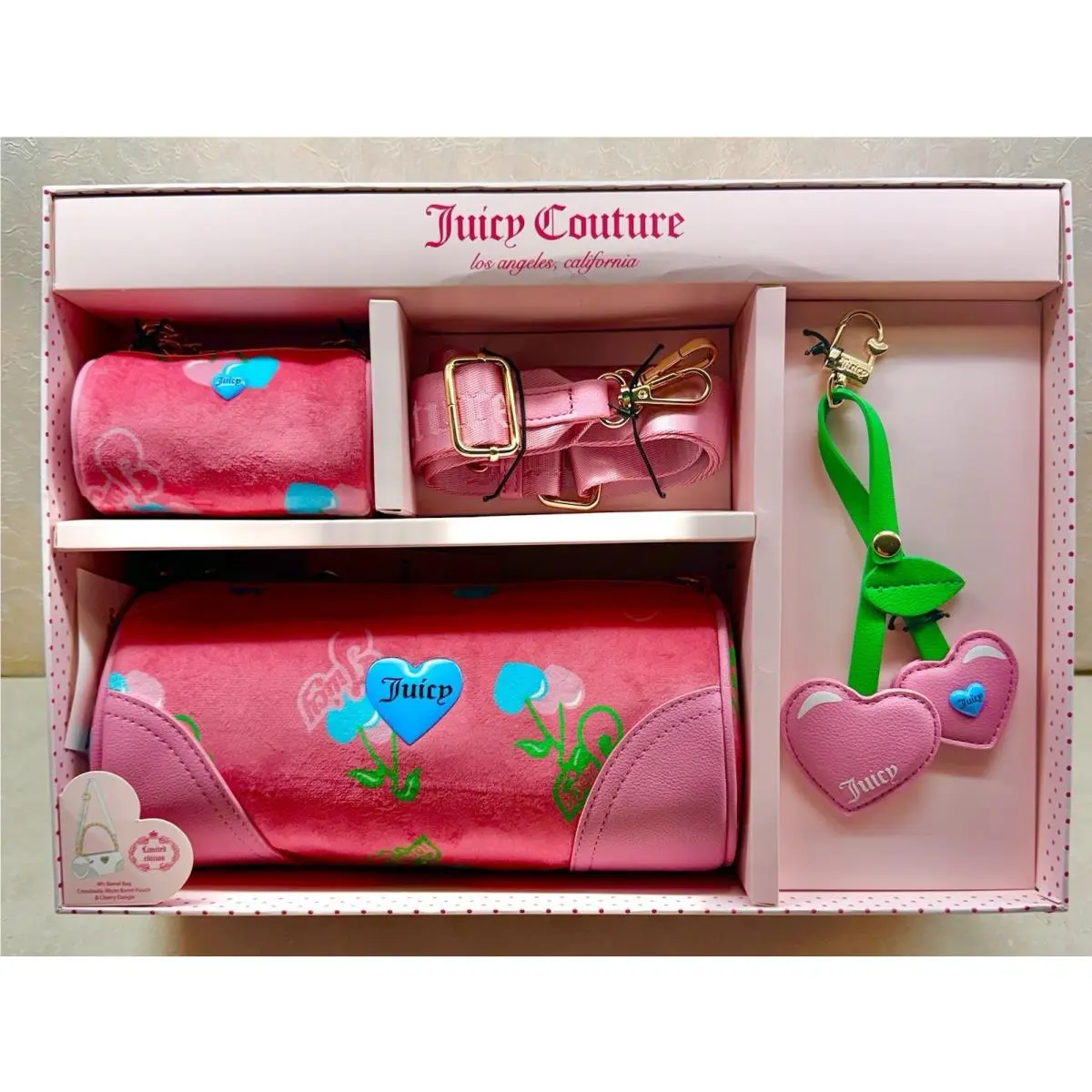 Heritage Cherry Barrel Bag Box Set - Limited Edition Pink Lemonade by Juicy Couture