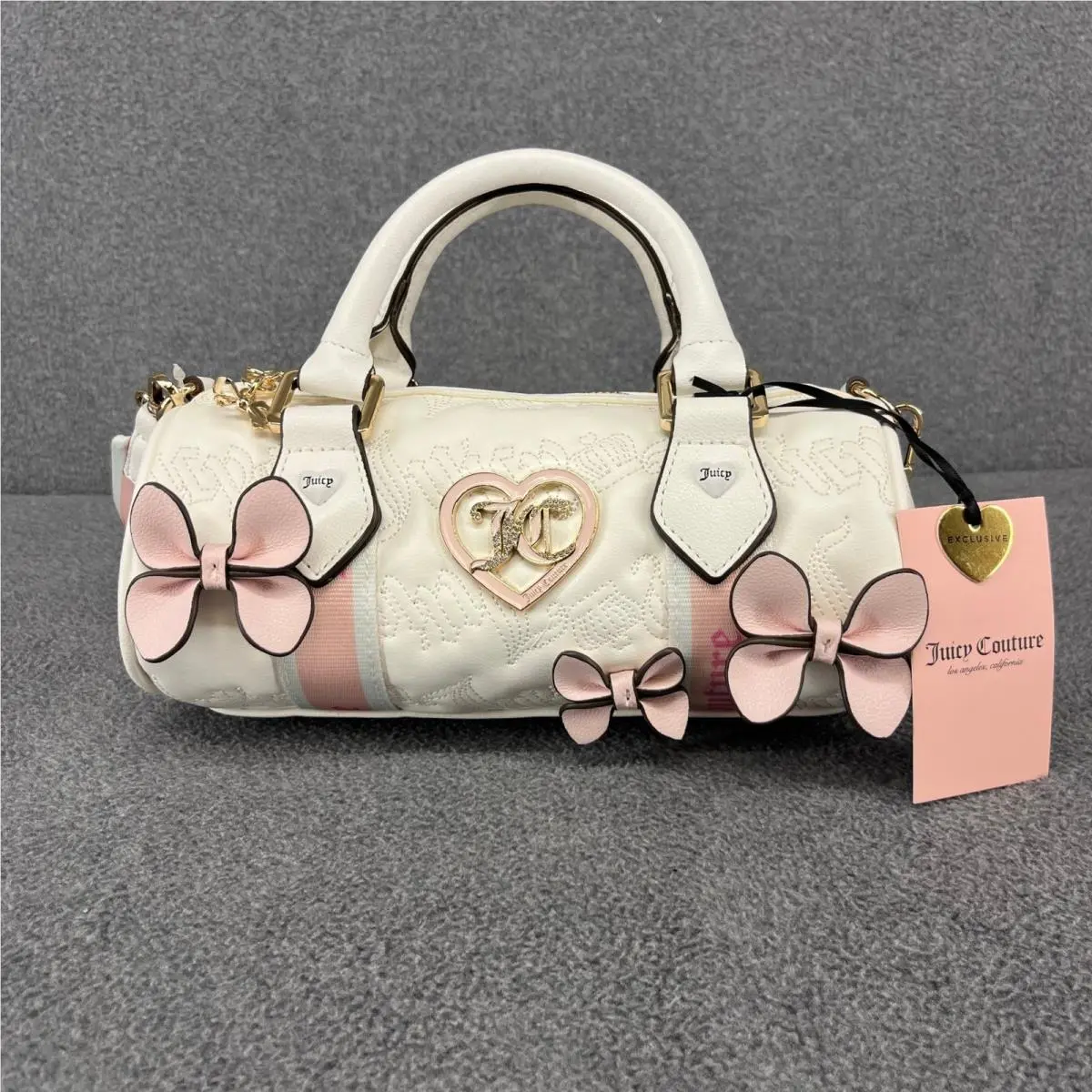 Juicy Couture Mini Barrel Bag Save The Best For Last Bow Heart Y2K Crossbody