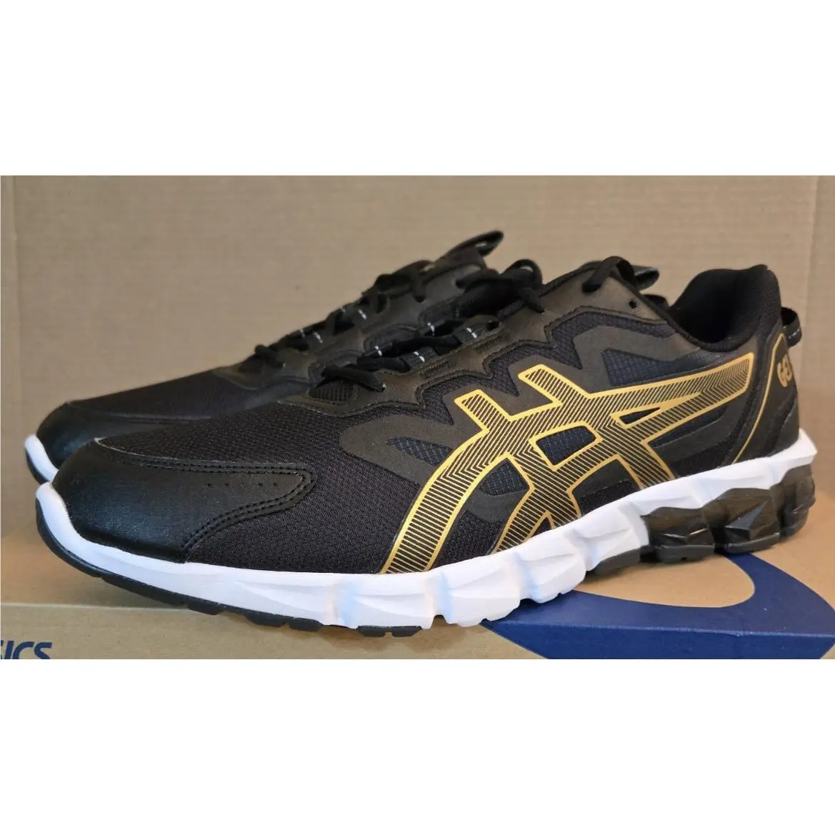 Asics Men`s Gel-quantum 90 Size 12.5 Black/pure Gold 1201A064-002