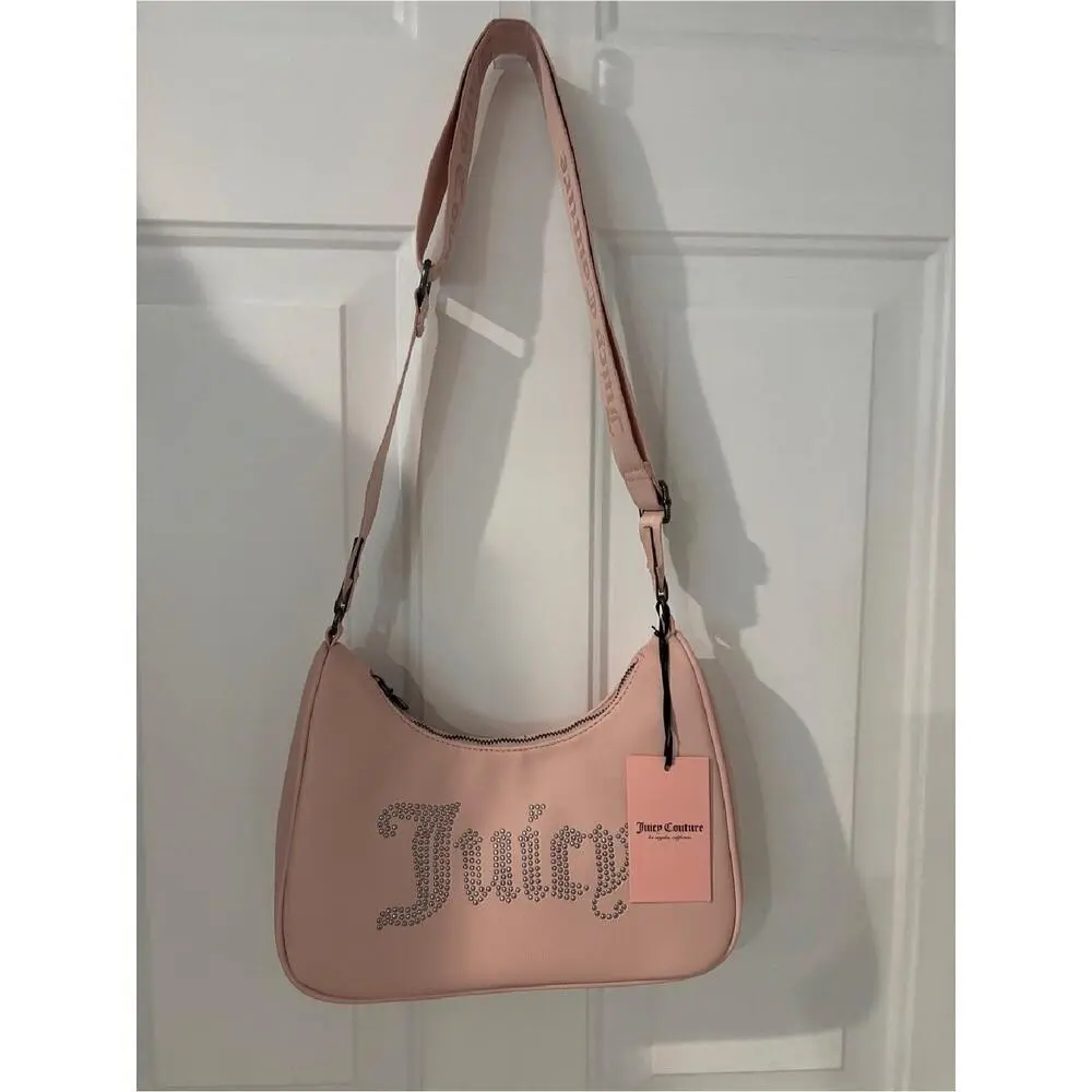 Juicy Couture Y2K Shoulder Bag Obsession Rhinestone Logo Purse Handbag Pink