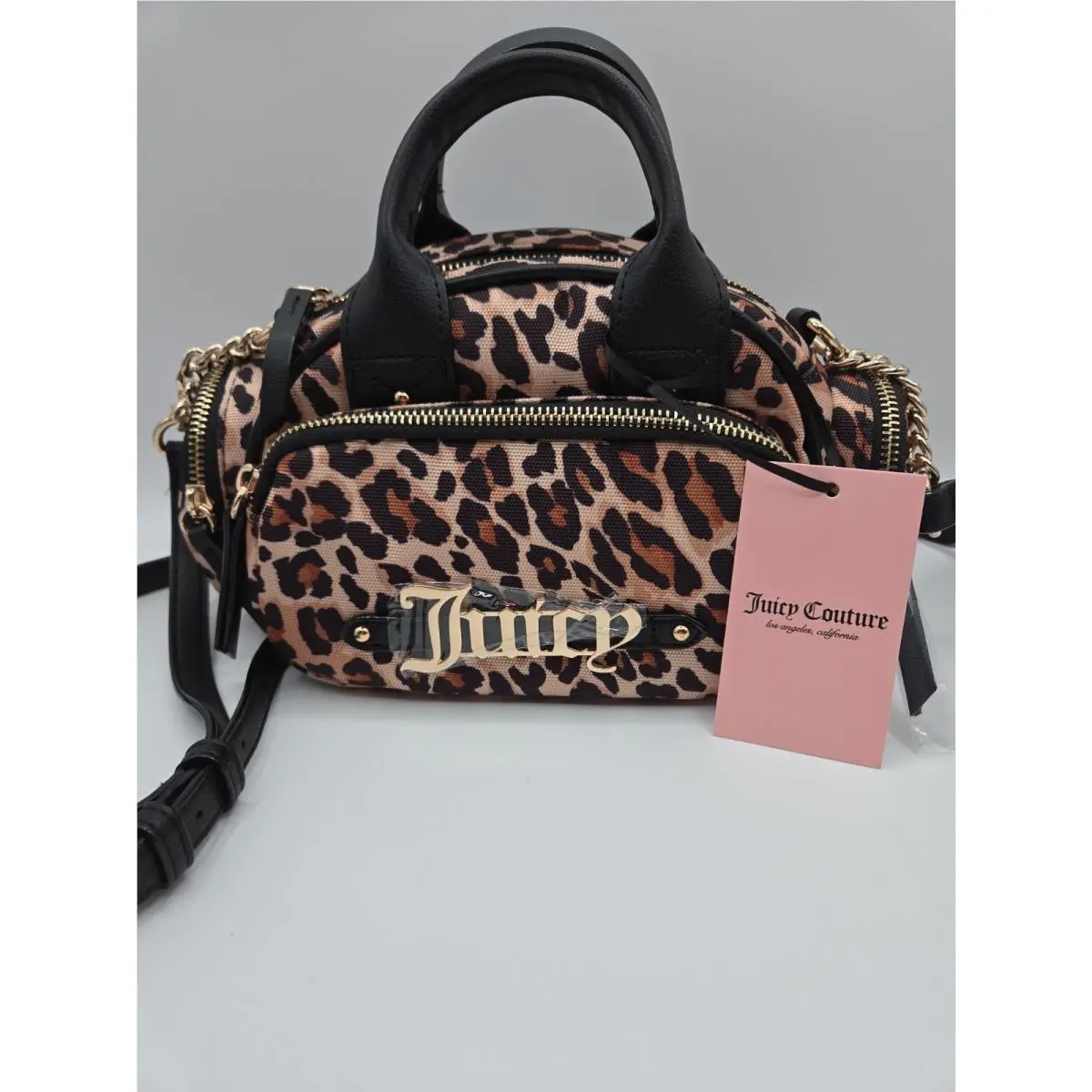 Juicy Couture Small Satchel Crossbody Bag/outer Pockets/leopard/ Shopaholic