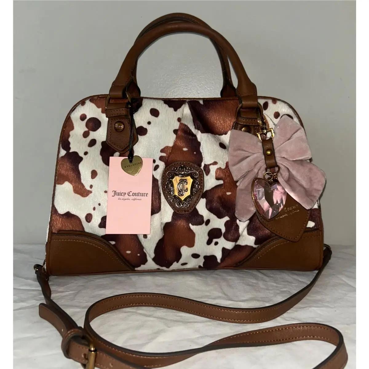 Juicy Romance Cow Satchel Haircalf Saddle Multi by Juicy Couture