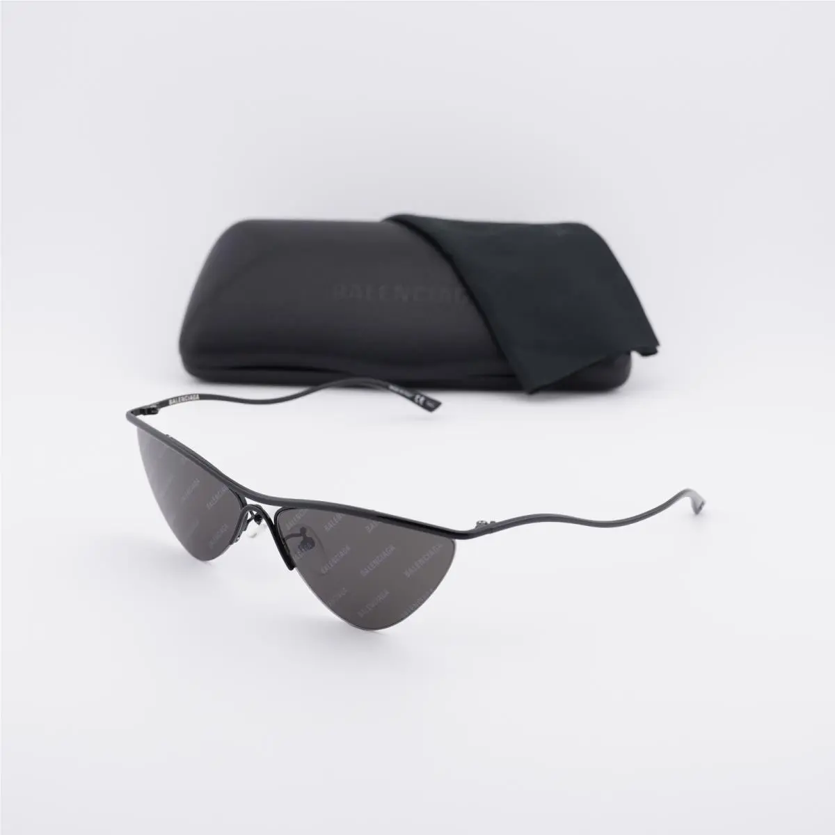 Balenciaga BB0093S 001 Black/grey with Brand Logo 61-15-140 Sunglasses