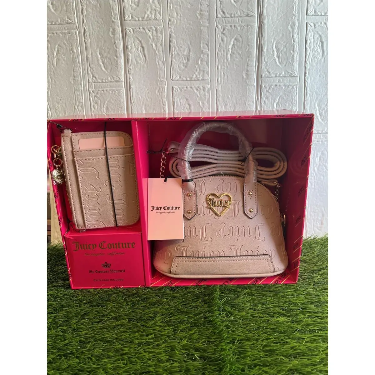Newjuicy Couture Gift Set Mini Bowler Bag Card Case Purse Handbag Dusty Blush by Juicy Couture
