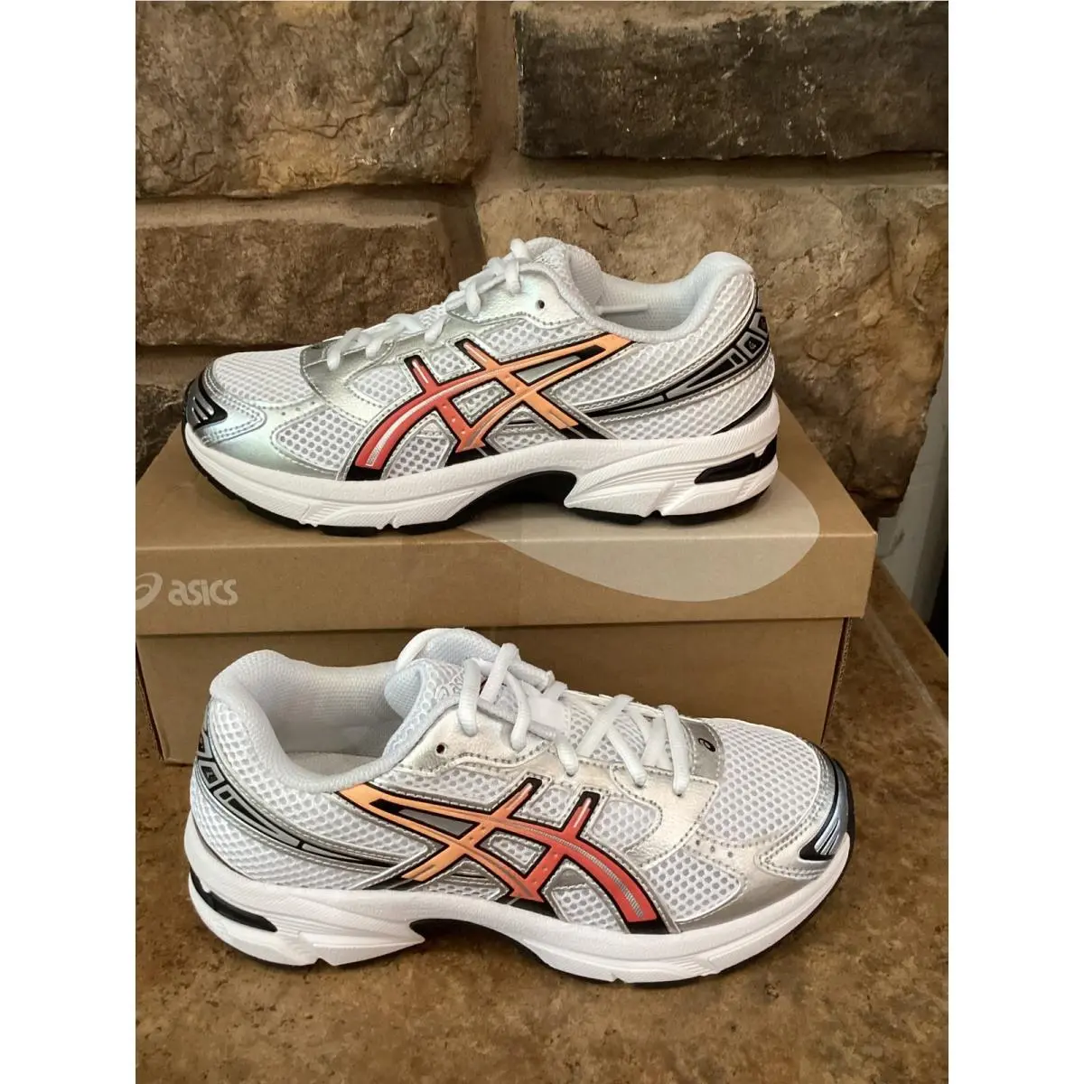 Asics GEL-1130 GS Kids White Red Snapper Running Shoes 1204A169-104 Size 5