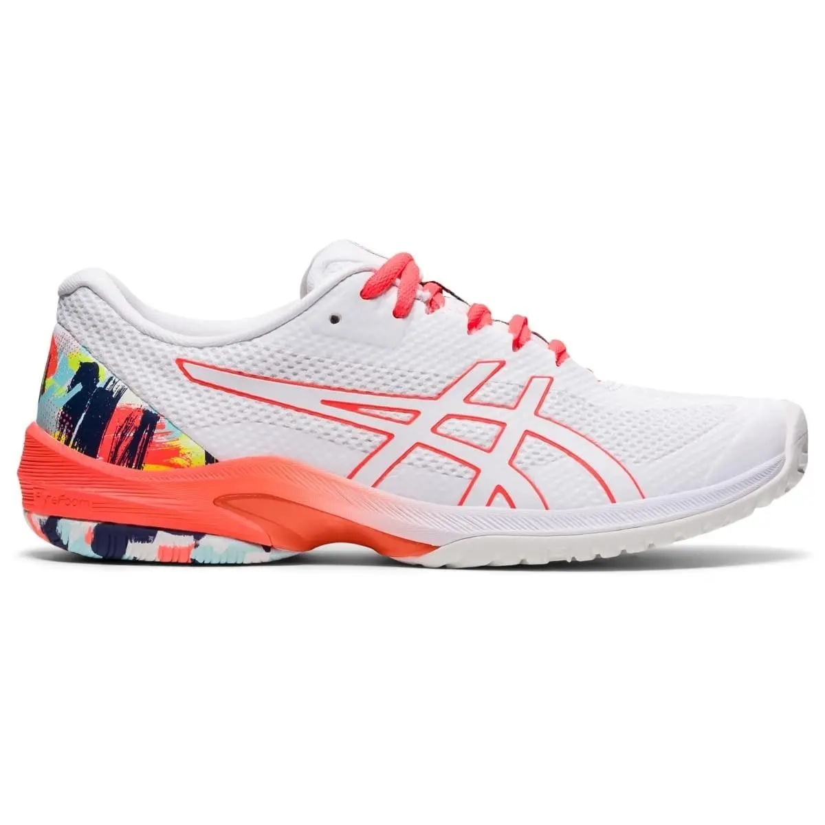 Asics Women`s Court Speed Flytefoam Tennis Shoes 9 US White/sunrise Red Rare