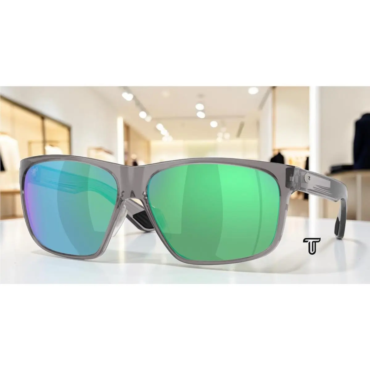 Costa 6S9128 08 Trades Smoke Crystal Green Mirror Polarized 60mm Mens Sunglasses