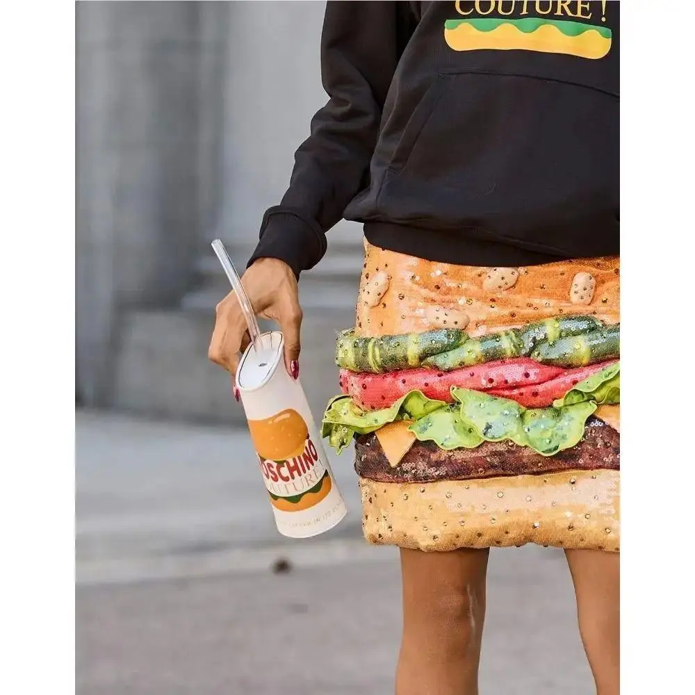 Special SS22 Moschino Couture Jeremy Scott 2 GO Slushy Burger Cup Leather Clutch