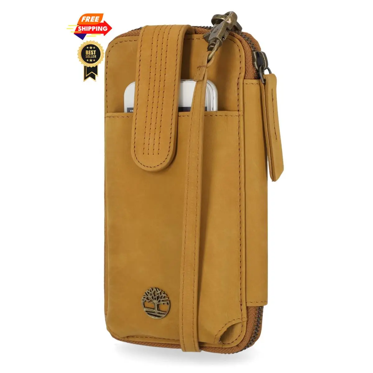Timberland Women`s Rfid Leather Phone Crossbody One Size Wheat Nubuck