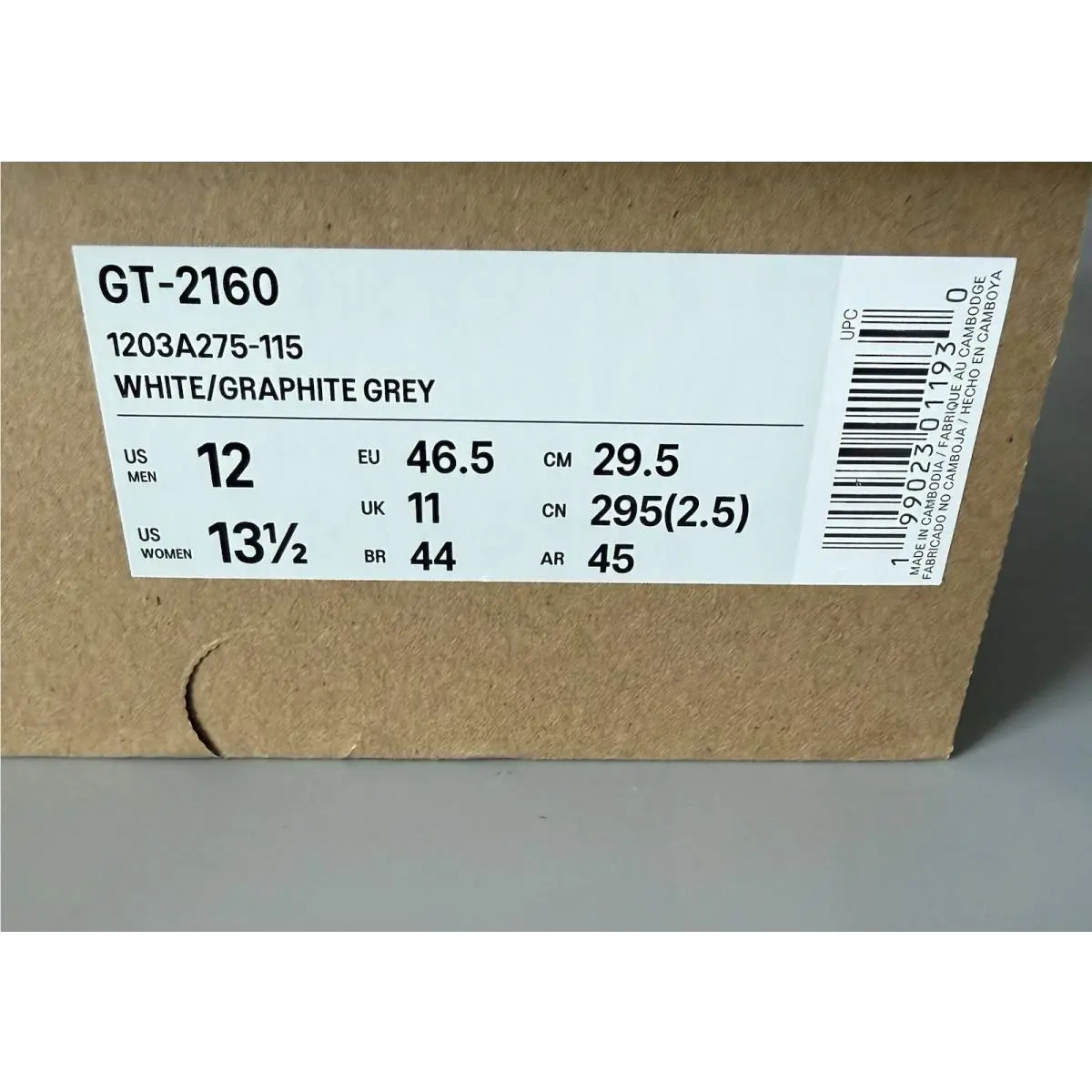 Asics shoes - ASICS GT-2160 - White/Graphite Grey (UPC: 0199023011930) 9