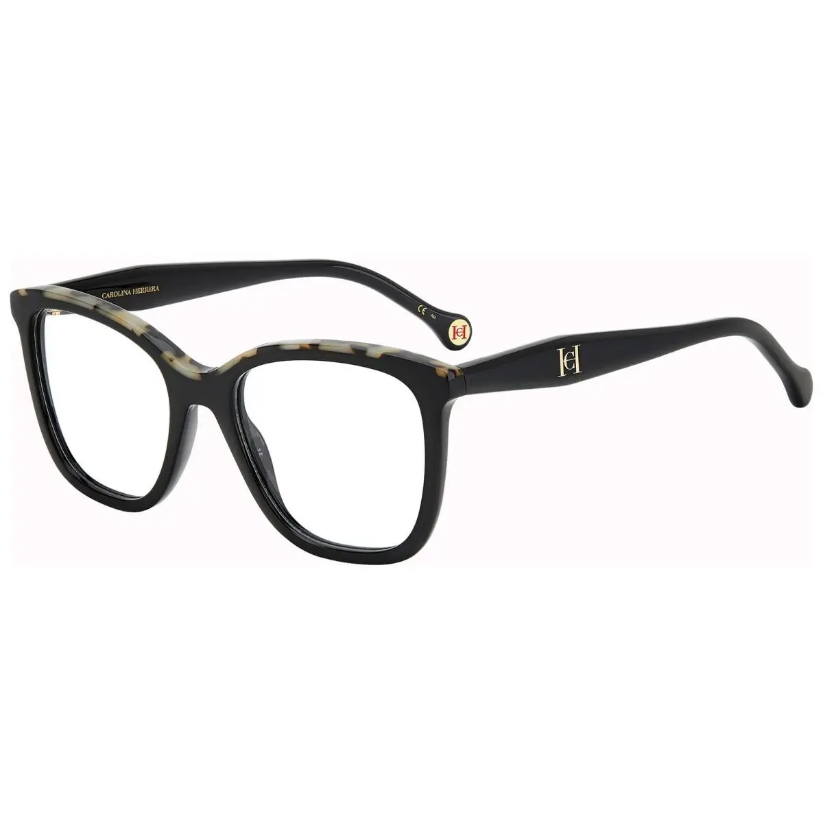 Women`s Black Havana Square Eyeglass Frames - HER0146-0WR7-52 by Carolina Herrera