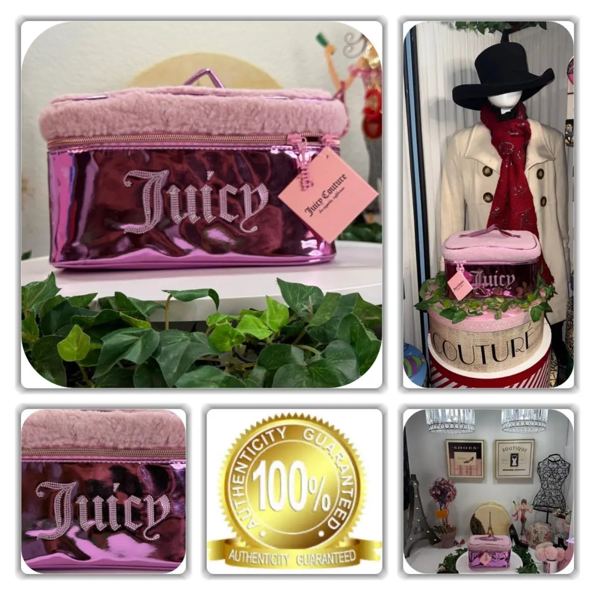 Chic  Pink Metallic Vanity Zip Pouch Bag by Juicy Couture
