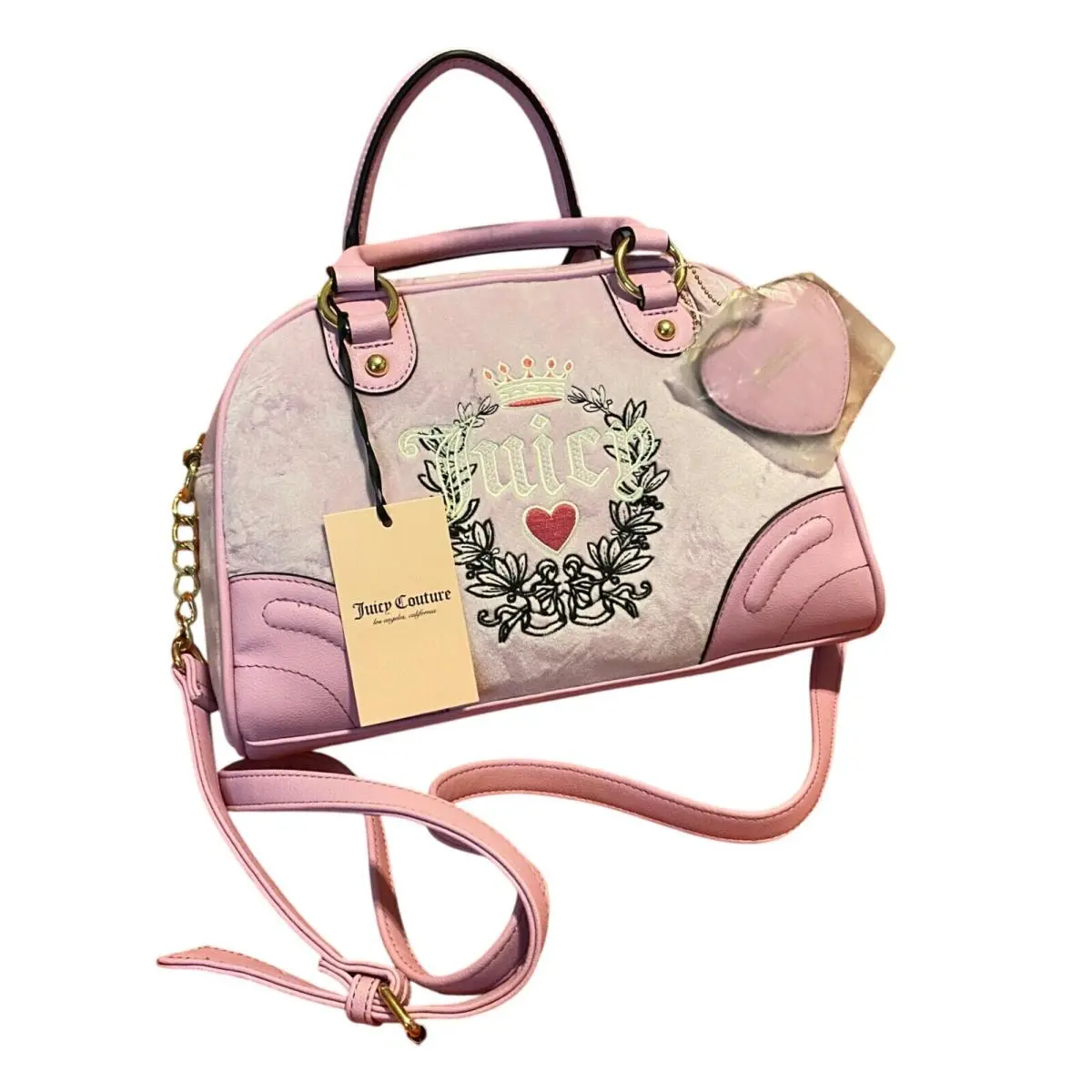 Juicy Couture Urban Heritage Bowler Dusty Purple Heart Crown Bag Crossbody