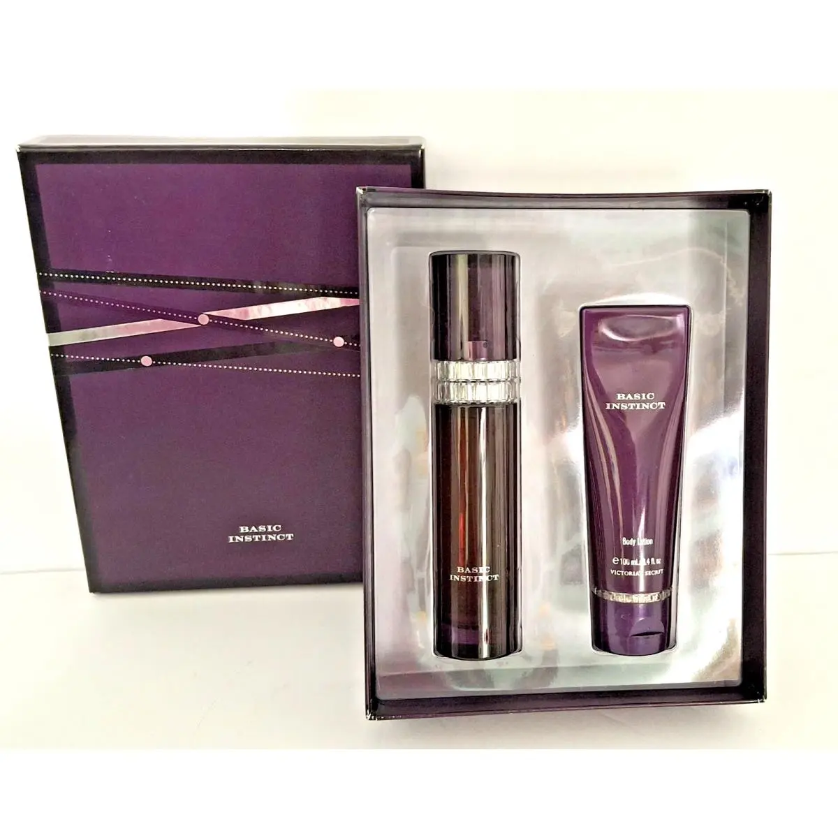 Victoria`s Secret Basic Instinct 2.5 oz Perfume Lotion 3.4 oz Gift Set Rare