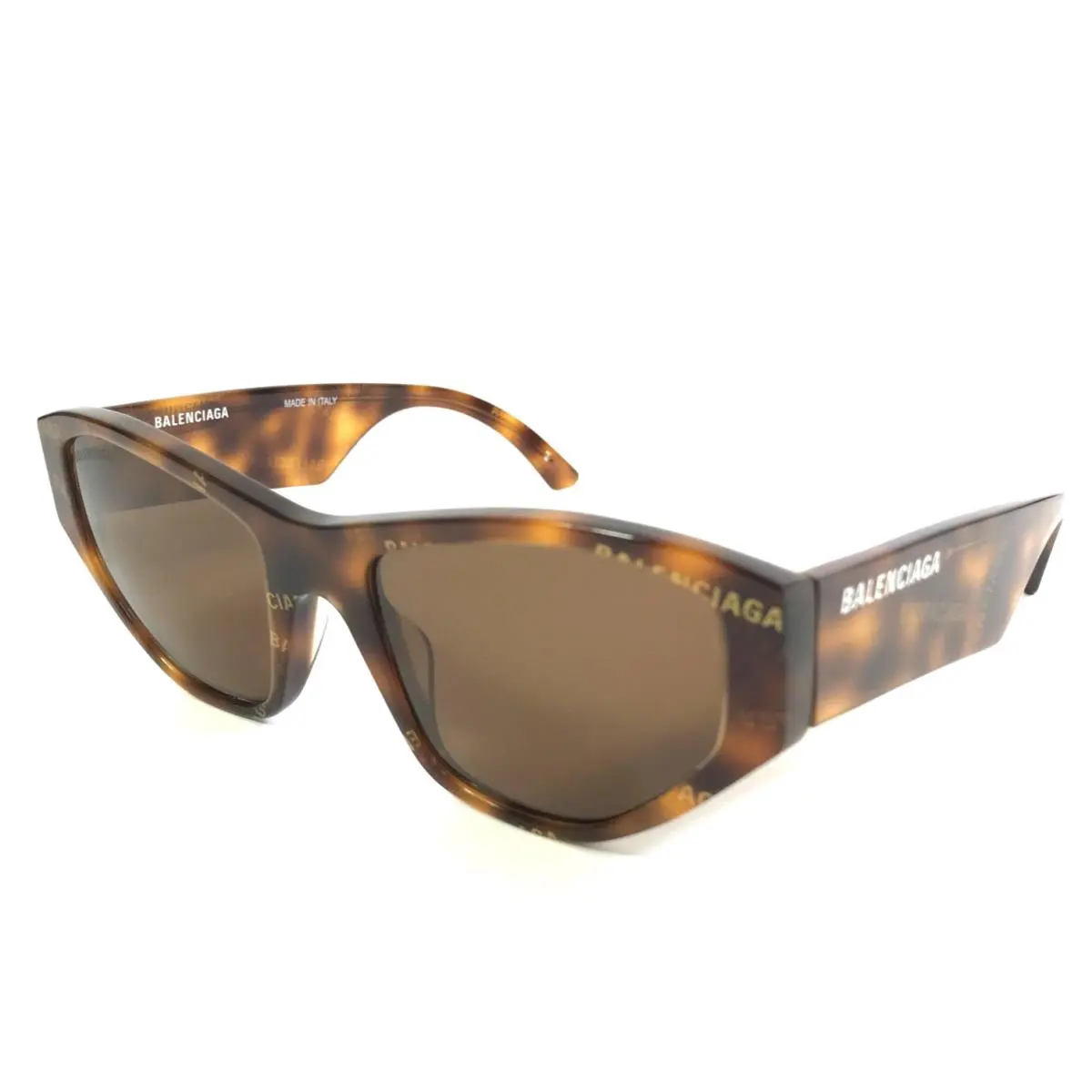 Balenciaga Sunglasses BB0097S 003 Tortoise Brown Cat Eye Frames w/ Brown Lenses