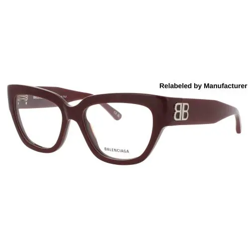 Balenciaga BB0326O-004-53-RELABELED Eyeglasses Eye Glasses 004 Burgundy Authenti