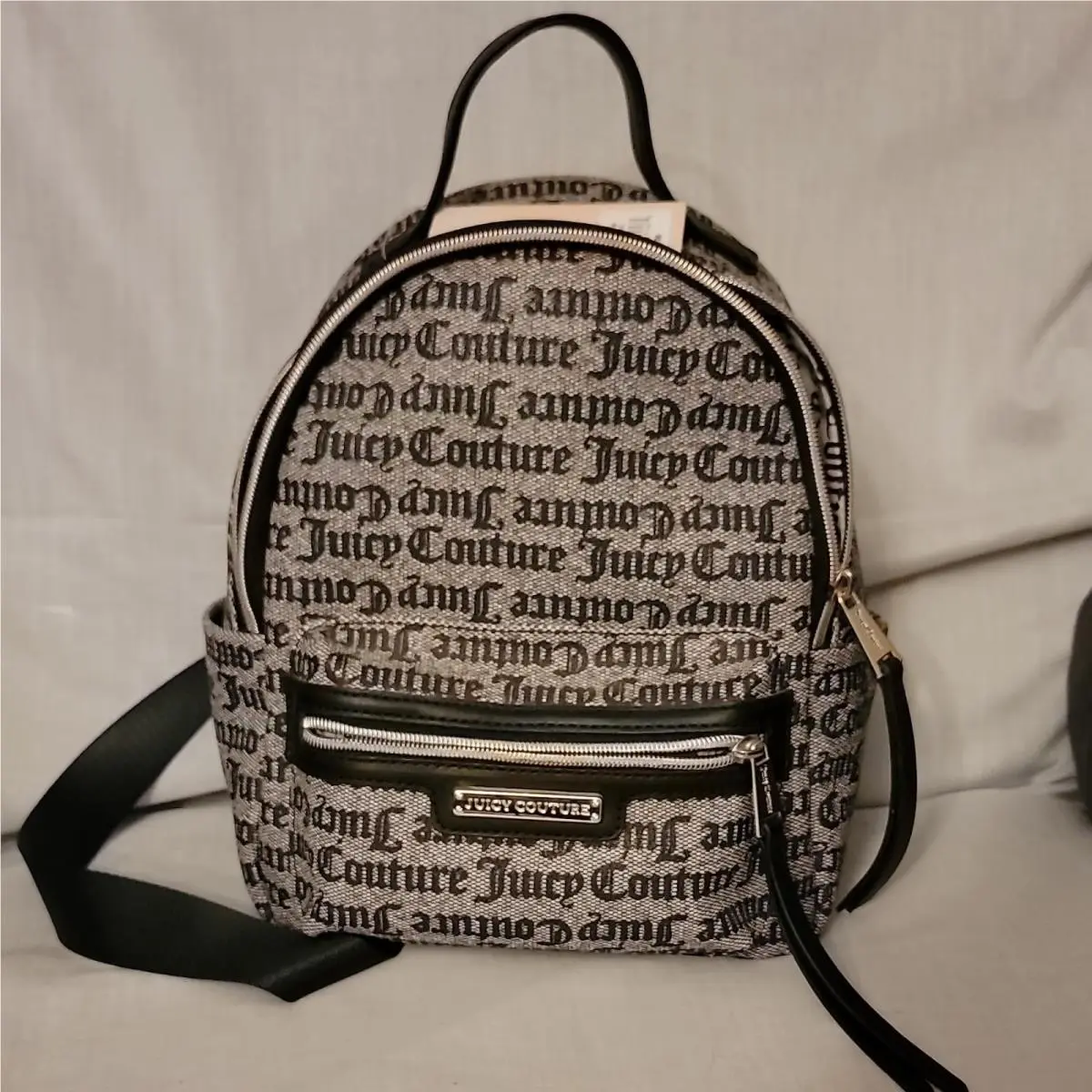 Mini Lollipop Backpack Gothic Printed Black Beige Logo Print by Juicy Couture