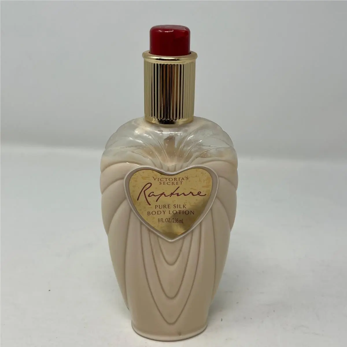 Victoria`s Secret Rapture Pure Silk Body Lotion 8 oz Vintage 1992 Heart Bottle