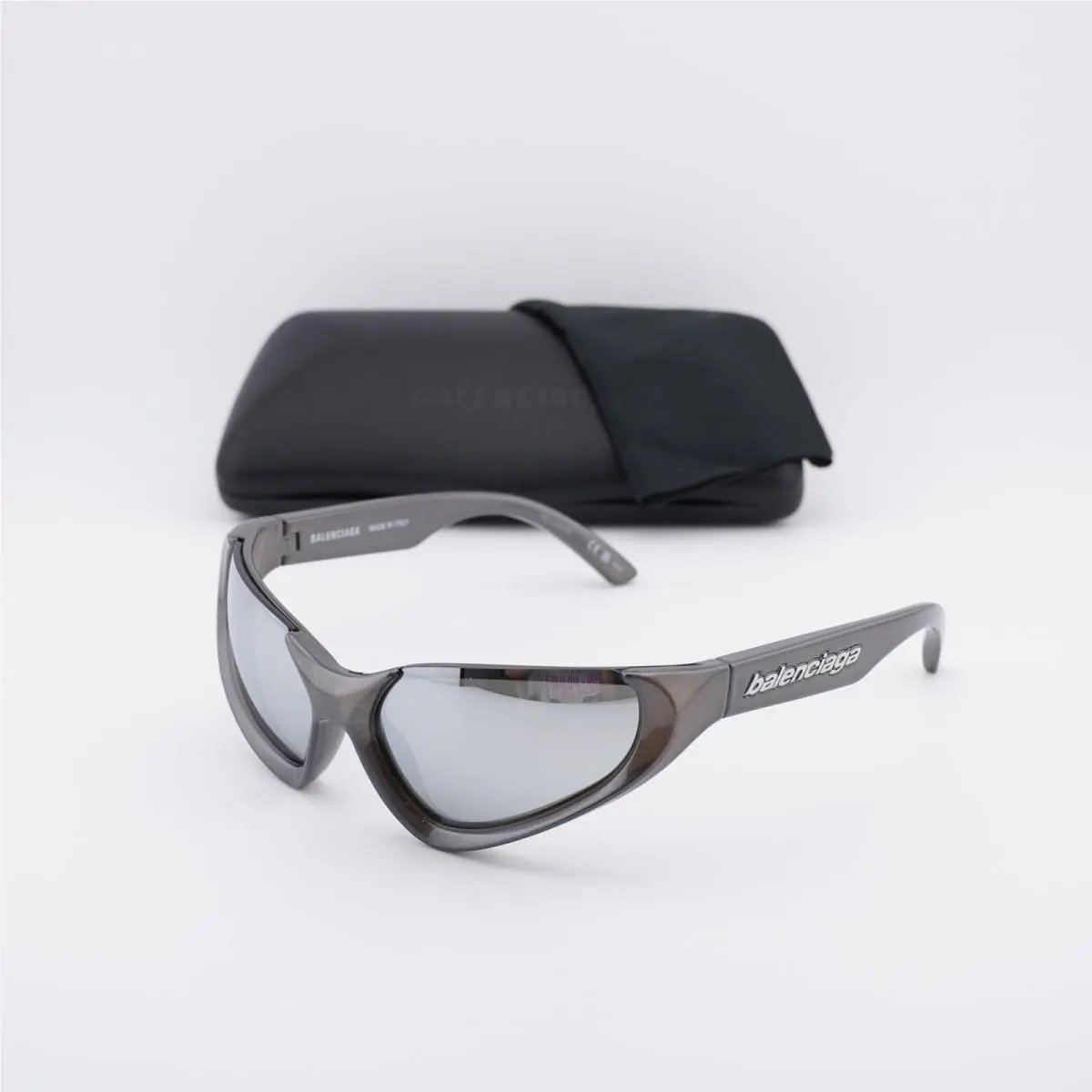 BB0202S 002 Silver/grey Silver Mirror 64-16-130 Sunglasses by Balenciaga