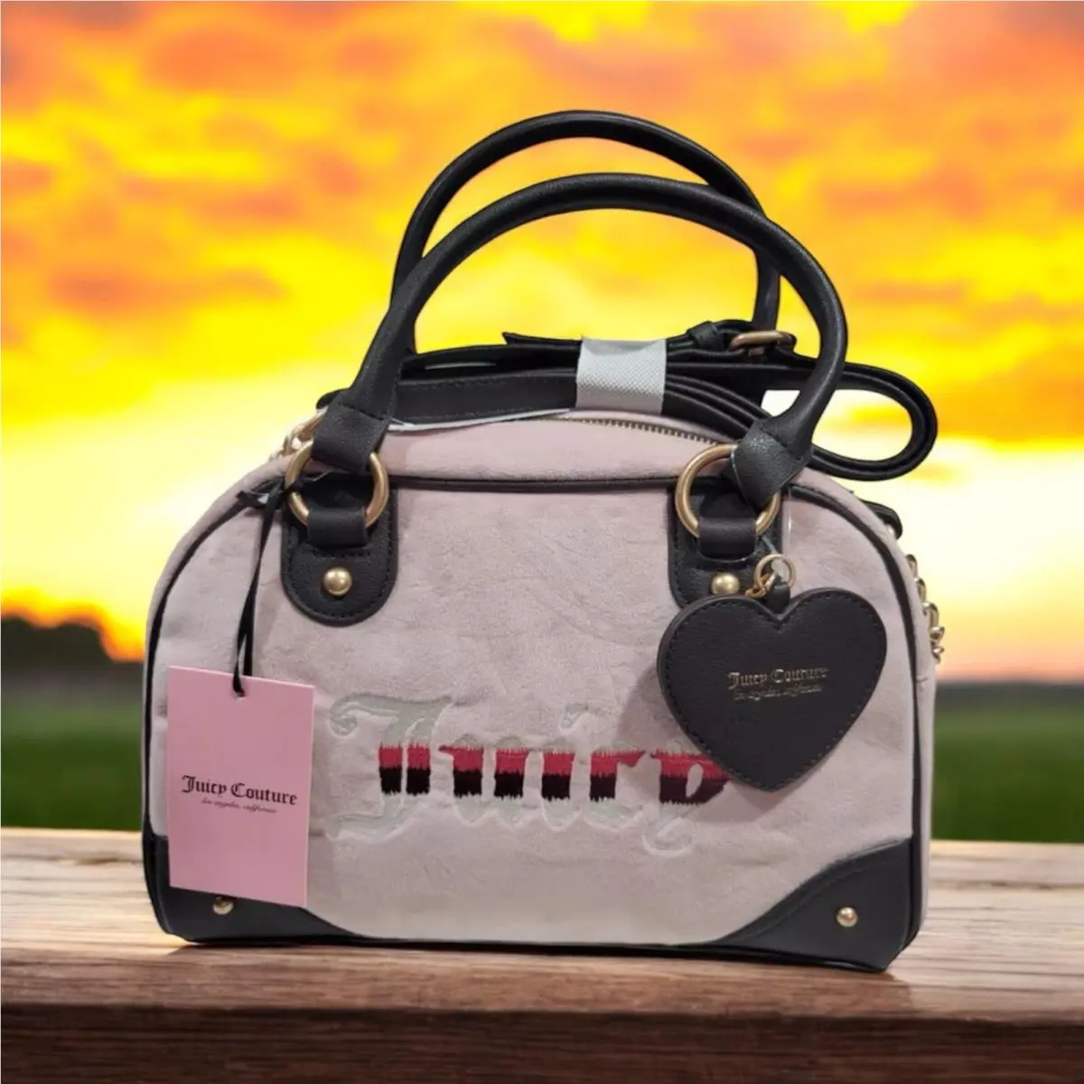 Juicy Couture Retro Vibe Satchel Bowler Ombré Dusty Blush/chocolate - Handle/Strap: Chocolate, Hardware: Gold, Exterior: Pink