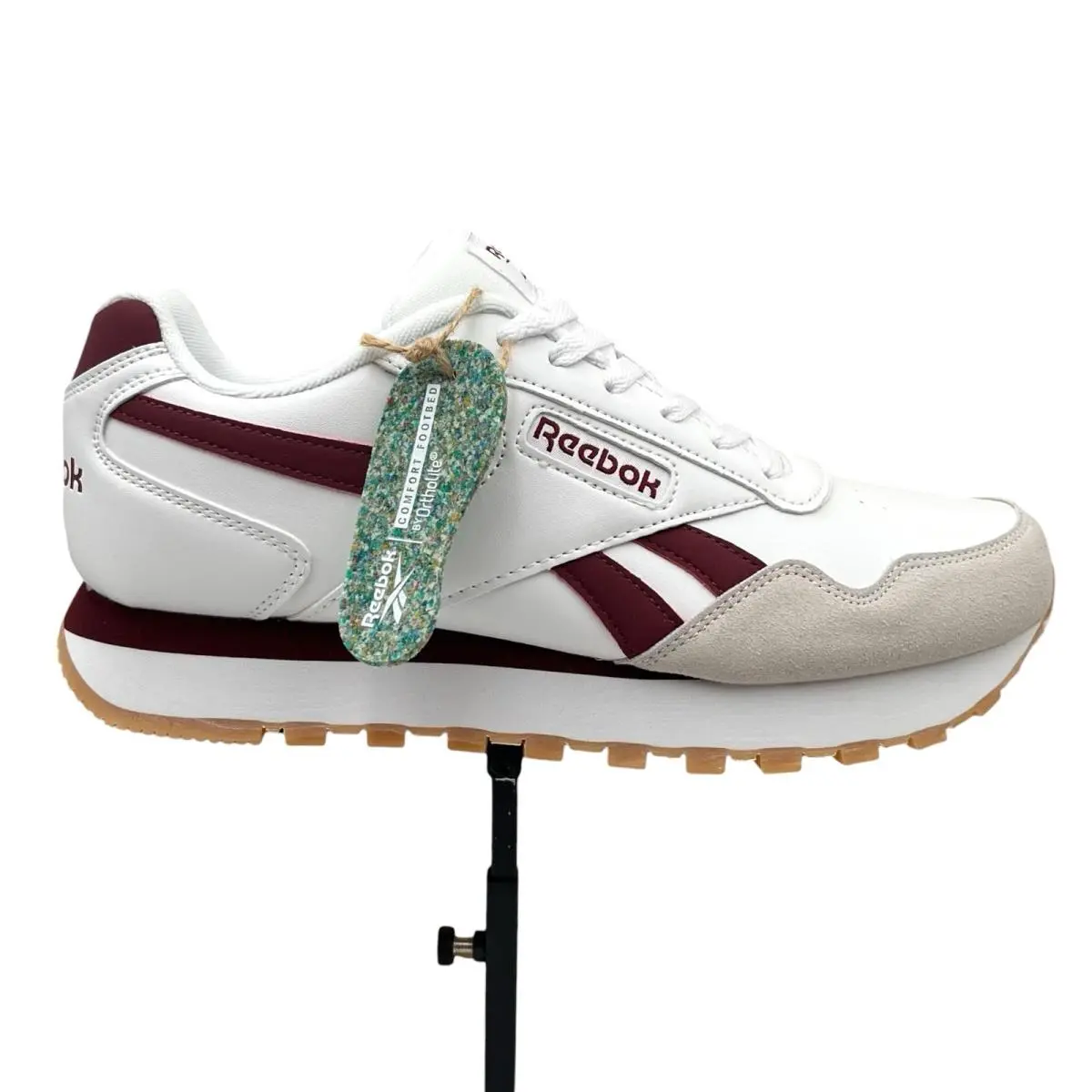 Reebok Harman Run Mens Classic Style Sneakers Size 10.5 White/burgundy Ortholite