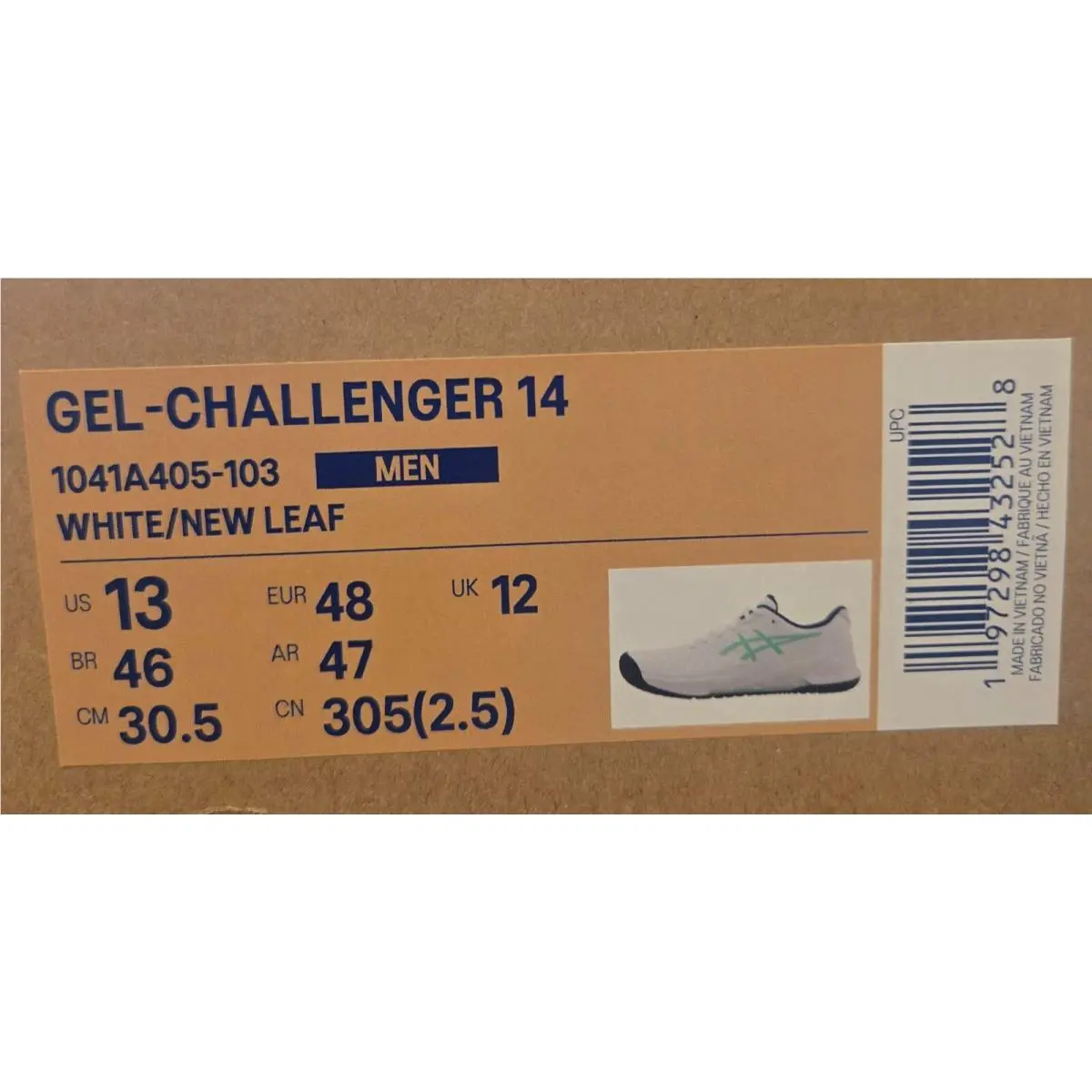 Asics shoes - ASICS Men`s Gel-Challenger 14 - 1041A405-103 - White/New Leaf (UPC: 197298432528) 7