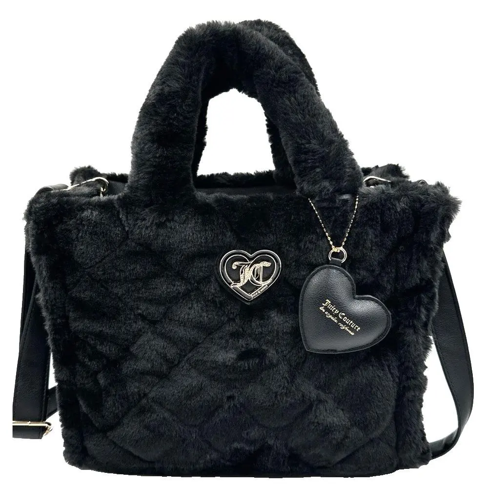 Juicy Couture Let’s Get Cozy Tote Plush Bag Liquorice Black Purse
