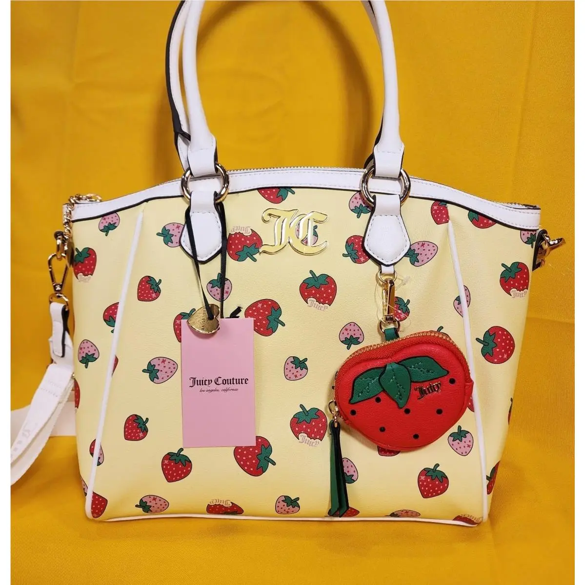 Sweet N Juicy FR Tote Yellow Juicy Strawberry Tote Handbag Satchel by Juicy Couture