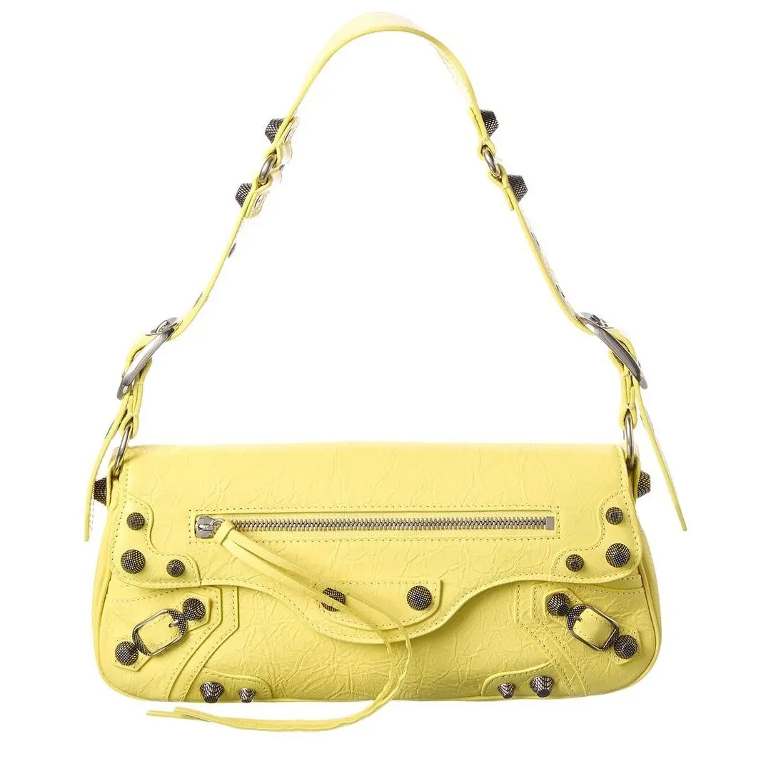 Balenciaga Le Cagole Small Leather Shoulder Bag Women`s Yellow