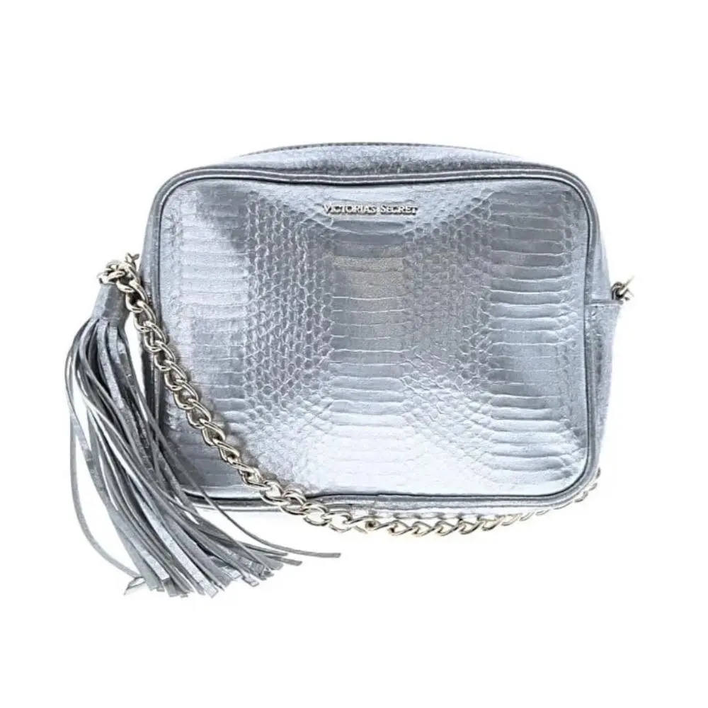 Victoria`s Secret Silver Crossbody Bag with Gold Cha