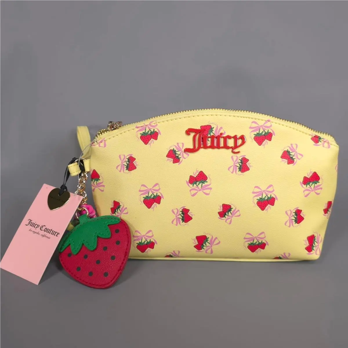 Bag Print Pouch Wristlet Charm Yellow Iris Multi Medium by Juicy Couture