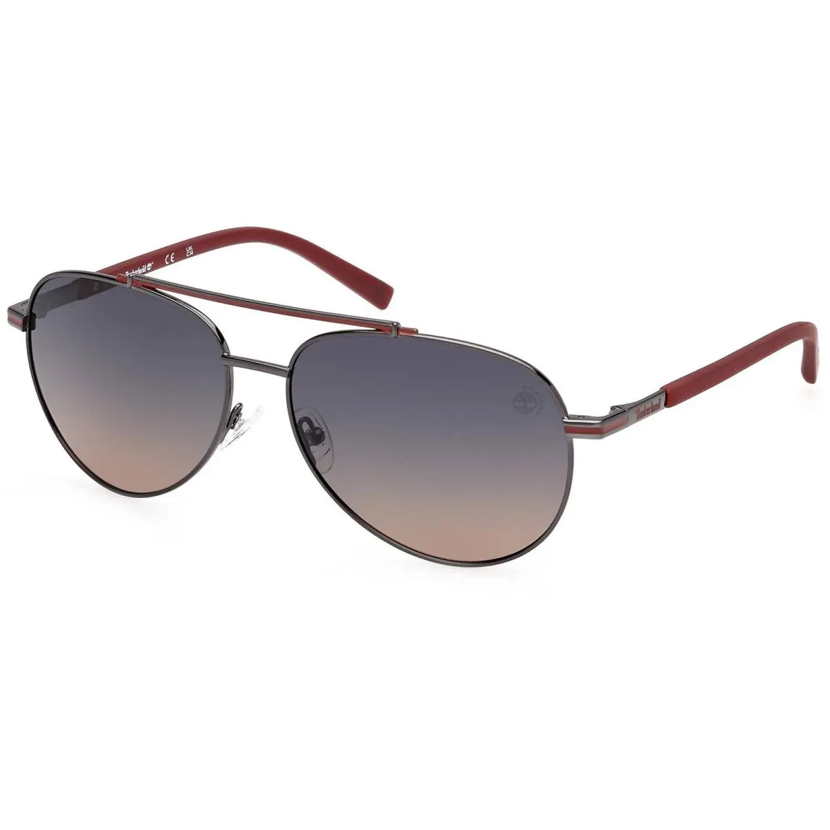 Timberland Men`s Sunglasses Shiny Dark Nickeltin Metal Aviator TB00039 6006D
