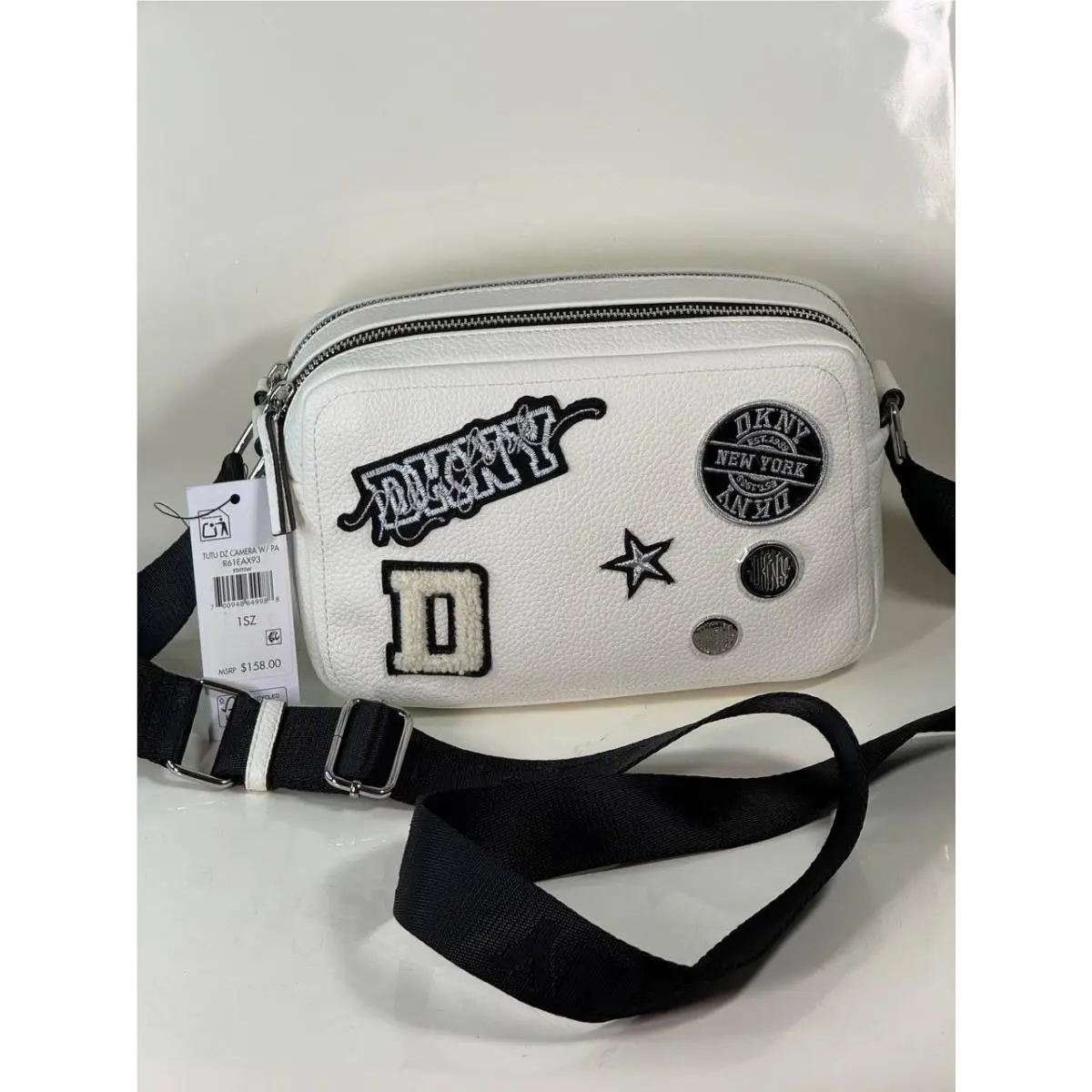 Dkny Tutu Double Zip Camera Bag with Patches Marshmallow One Size