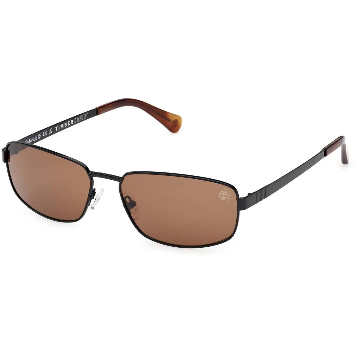 Timberland Men`s Sunglasses Shiny Black Metal Rectangular Frame TB00066 6201H
