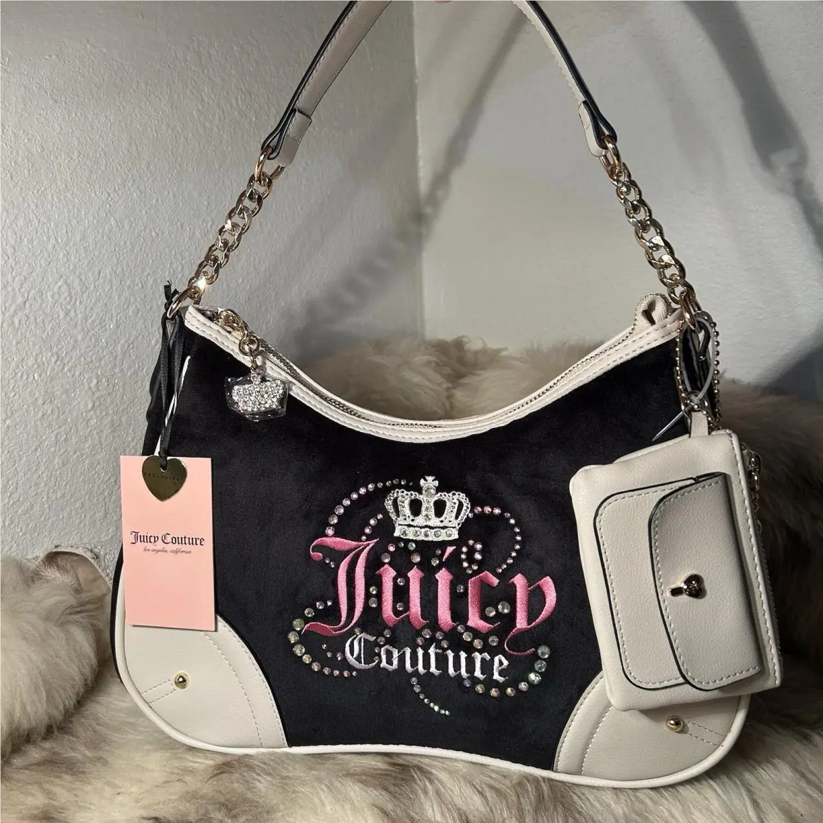 Juicy Couture Dreamy Juicy Shoulder Bag with Pouch - Liquorice Black