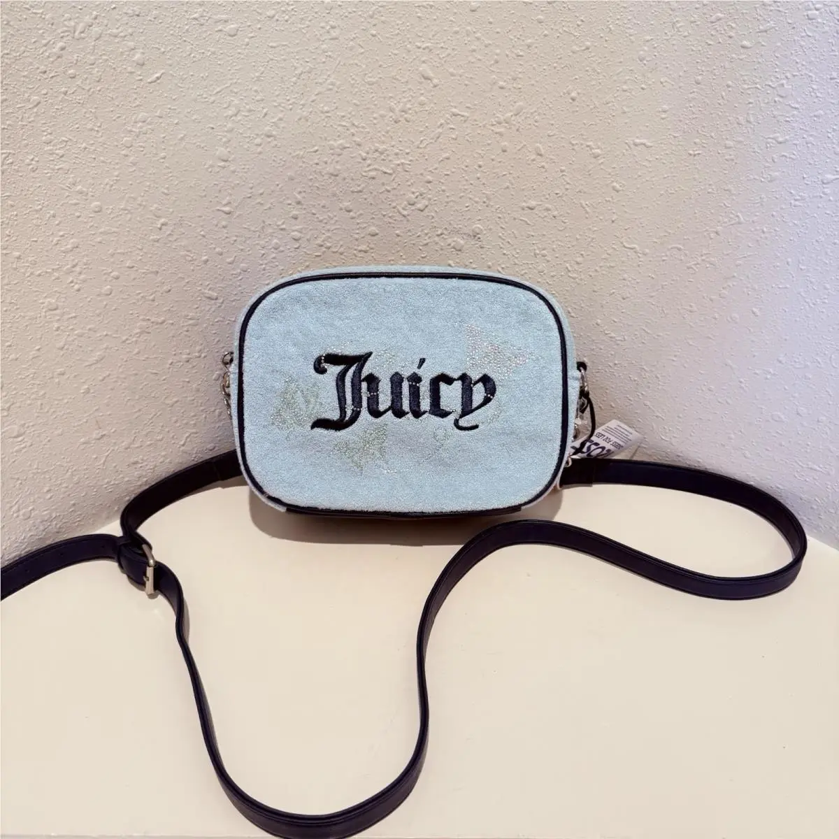 Juicy Couture Pastel Turquoise Rhinestone Butterfly Camera Crossbody Bag OS