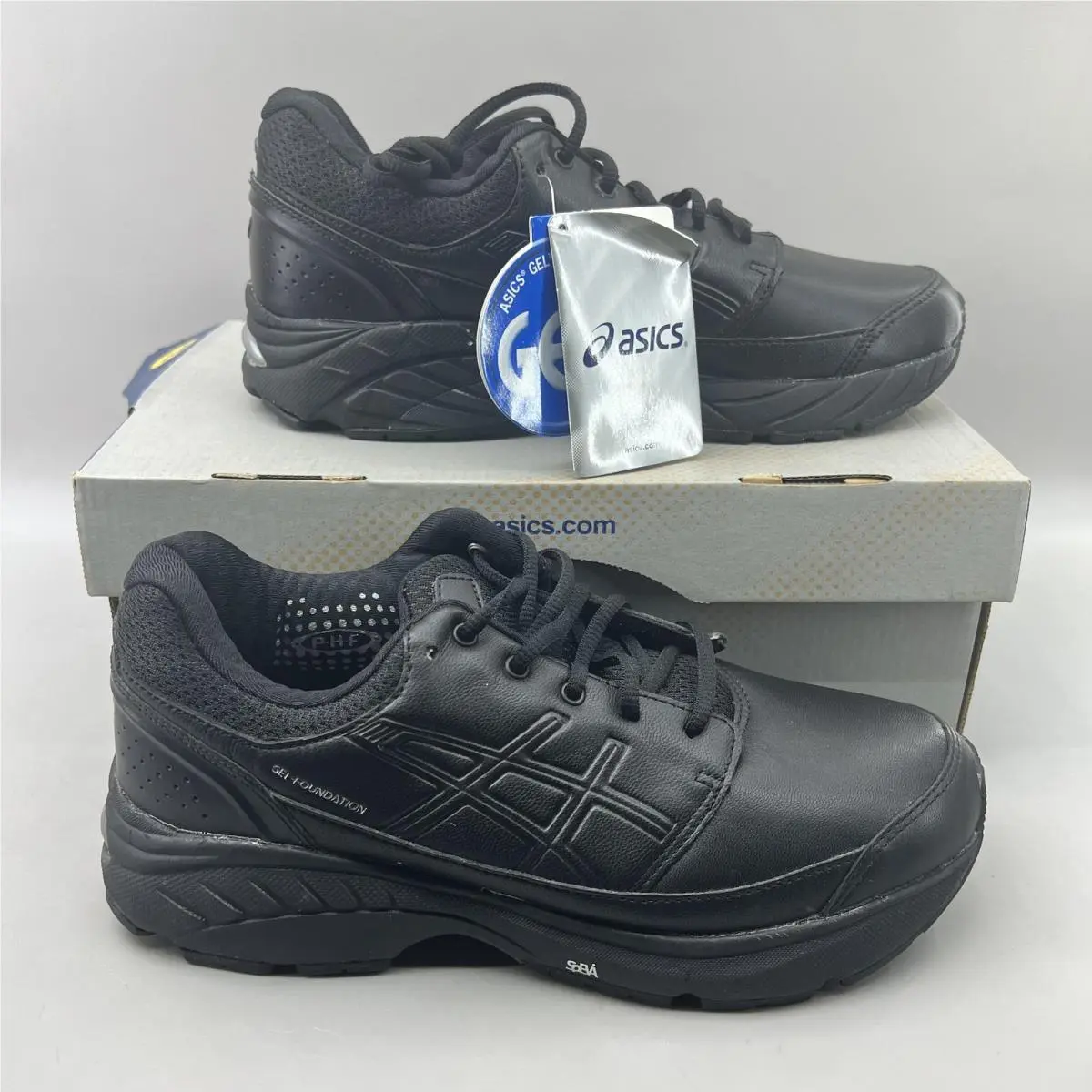 Asics Gel-foundation Workplace Shoes Women Size 6.5 2E Black Work Sneakers