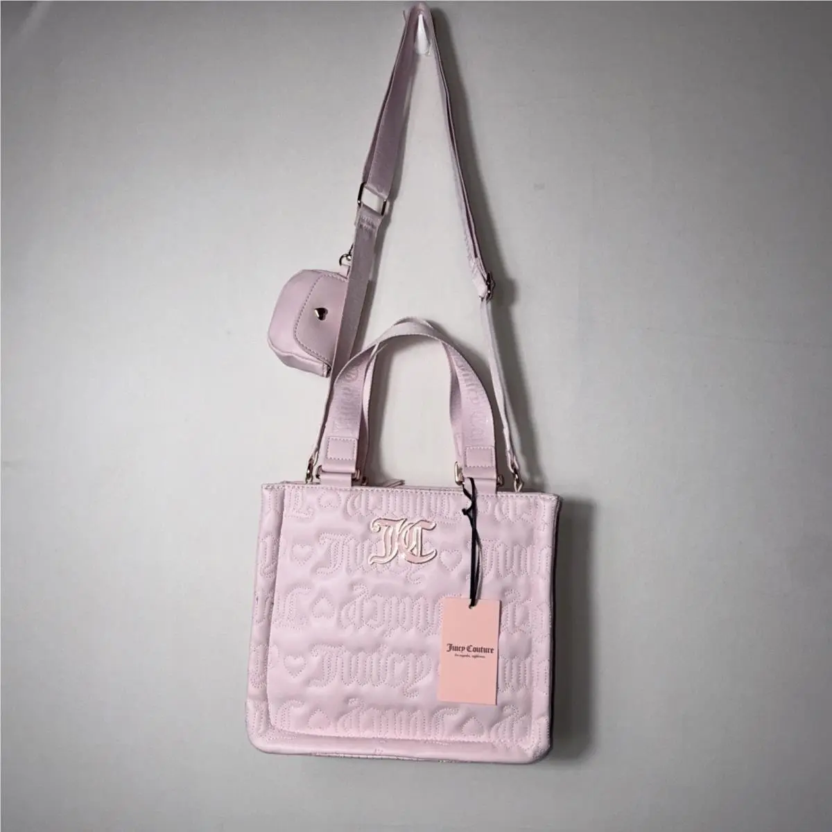 Juicy Couture Women Pink League Mini Tote Bag Crossbody Chiffon Pink Valentine