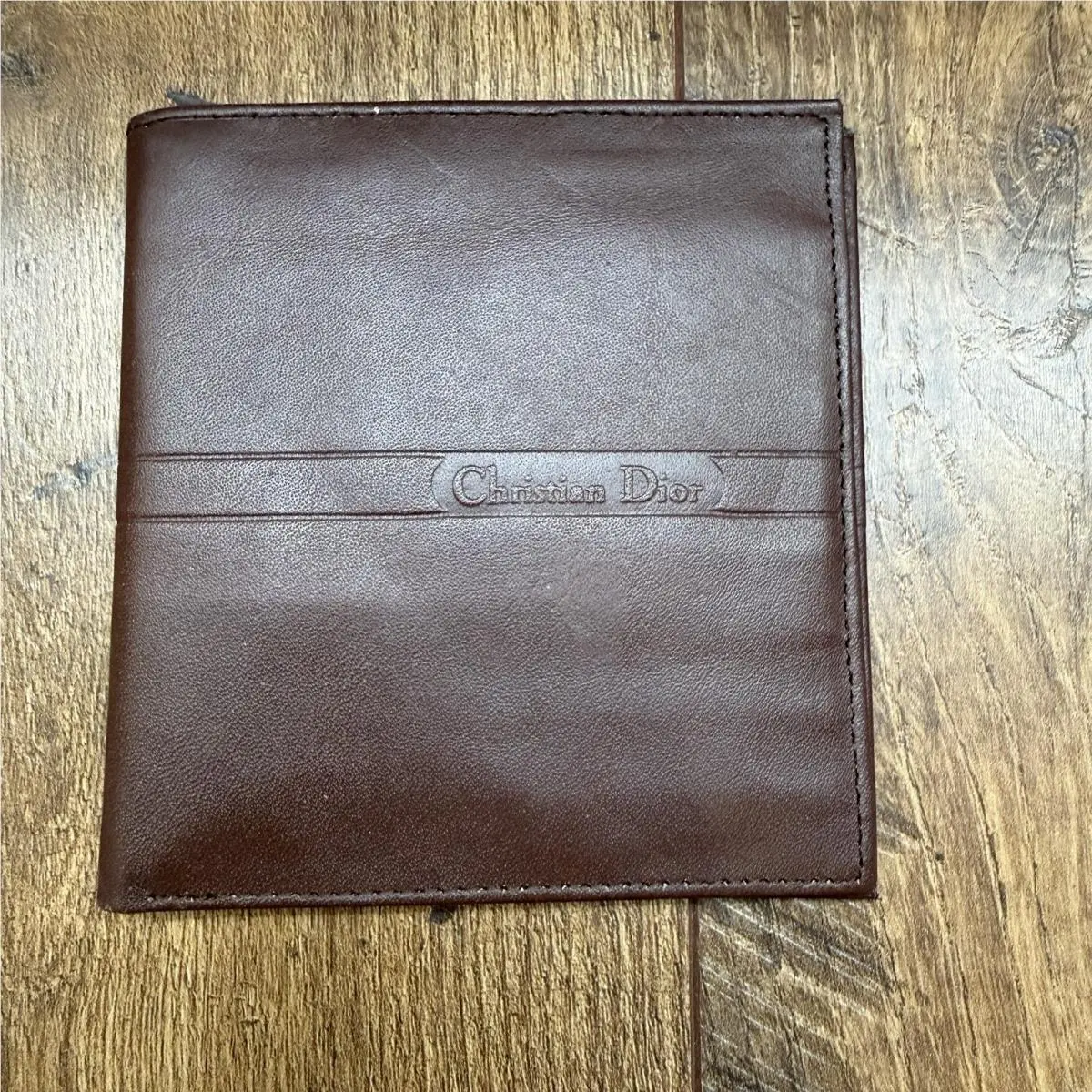 Vintage Christian Dior Mens Brown Leather Cardholder Bifold Wallet