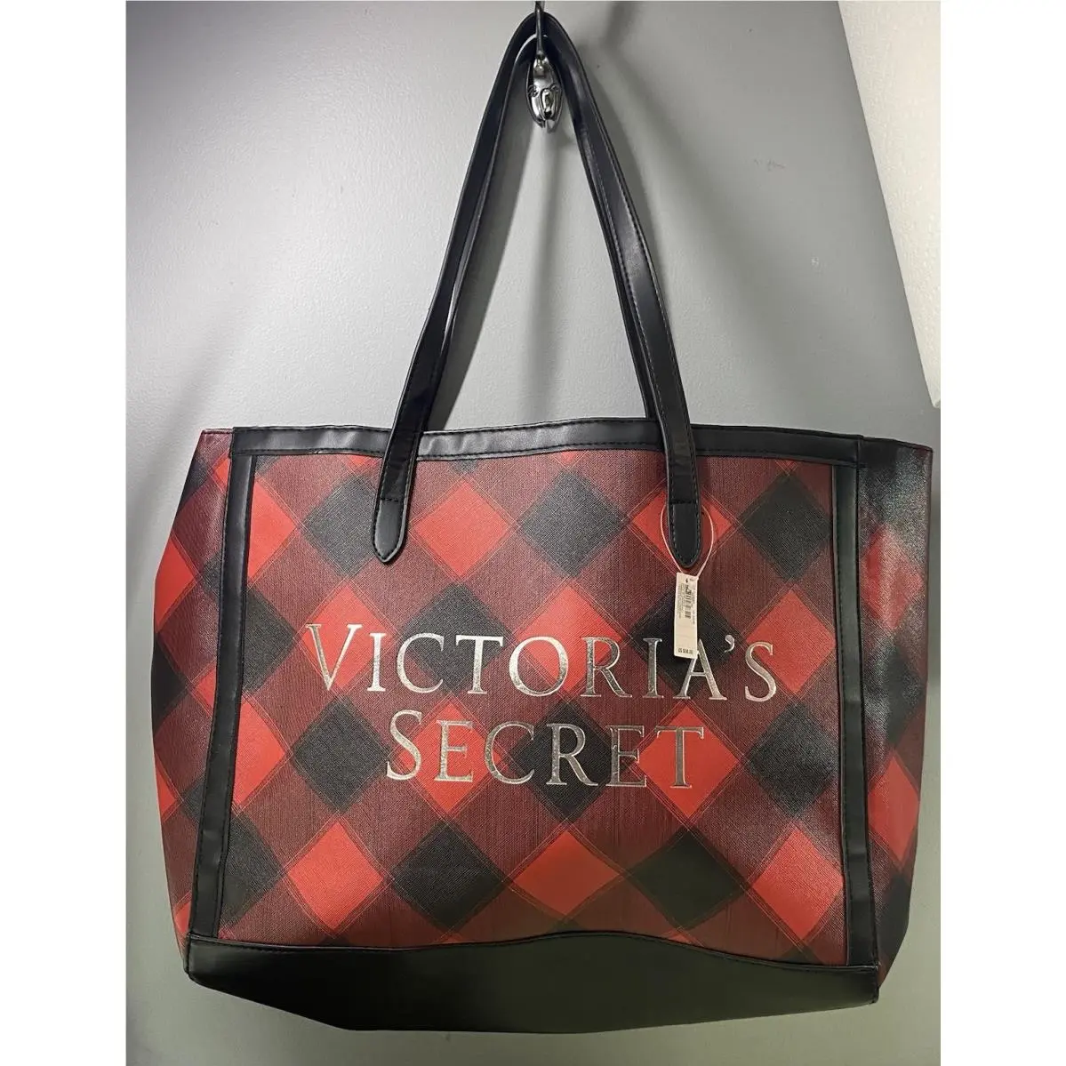 Victoria’s Secret Plaid Limited Edition Carryall Tote Bag Red Black 11x15x6” by Victoria's Secret