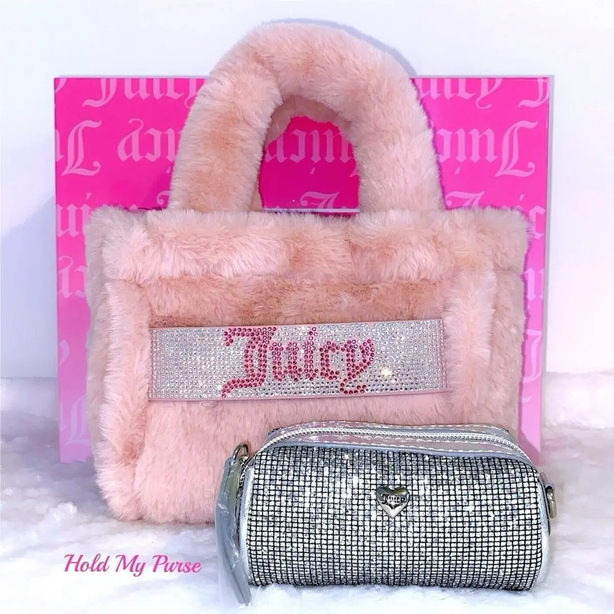 Bag Fur Plush Purse Pink Mini Tote Bag Coin Purse Gift Set by Juicy Couture