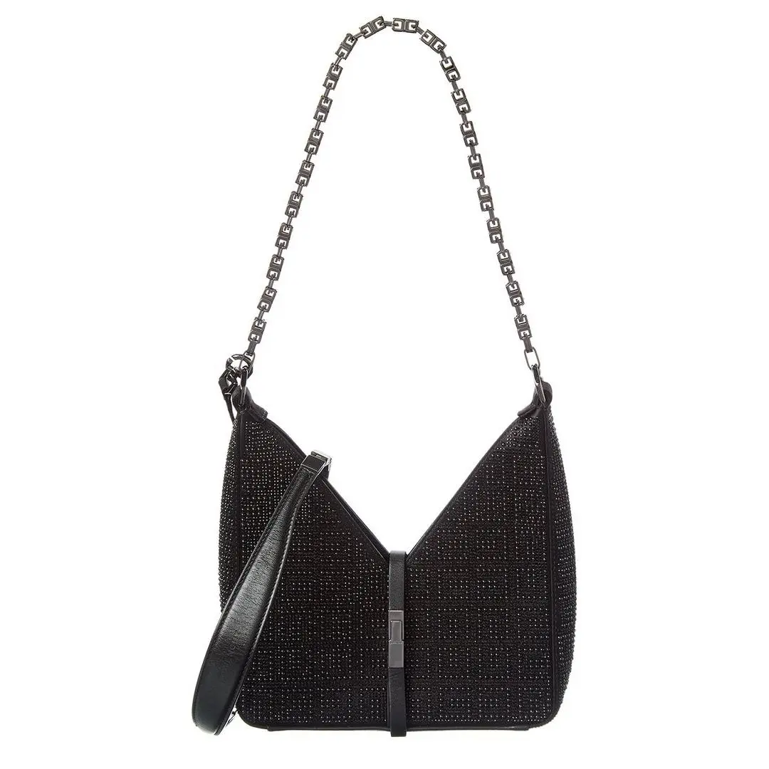 Givenchy Cut Out Mini Satin Leather Shoulder Bag Women`s Black